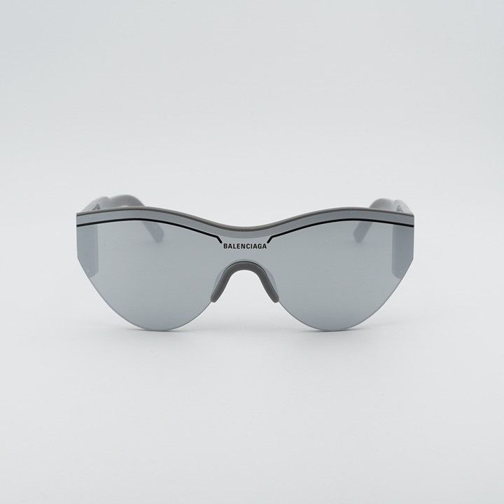 Balenciaga Balenciaga BB0004S 012 Semi Rim Sunglasses Grey Shield Frame Size ONE SIZE - 7 Thumbnail