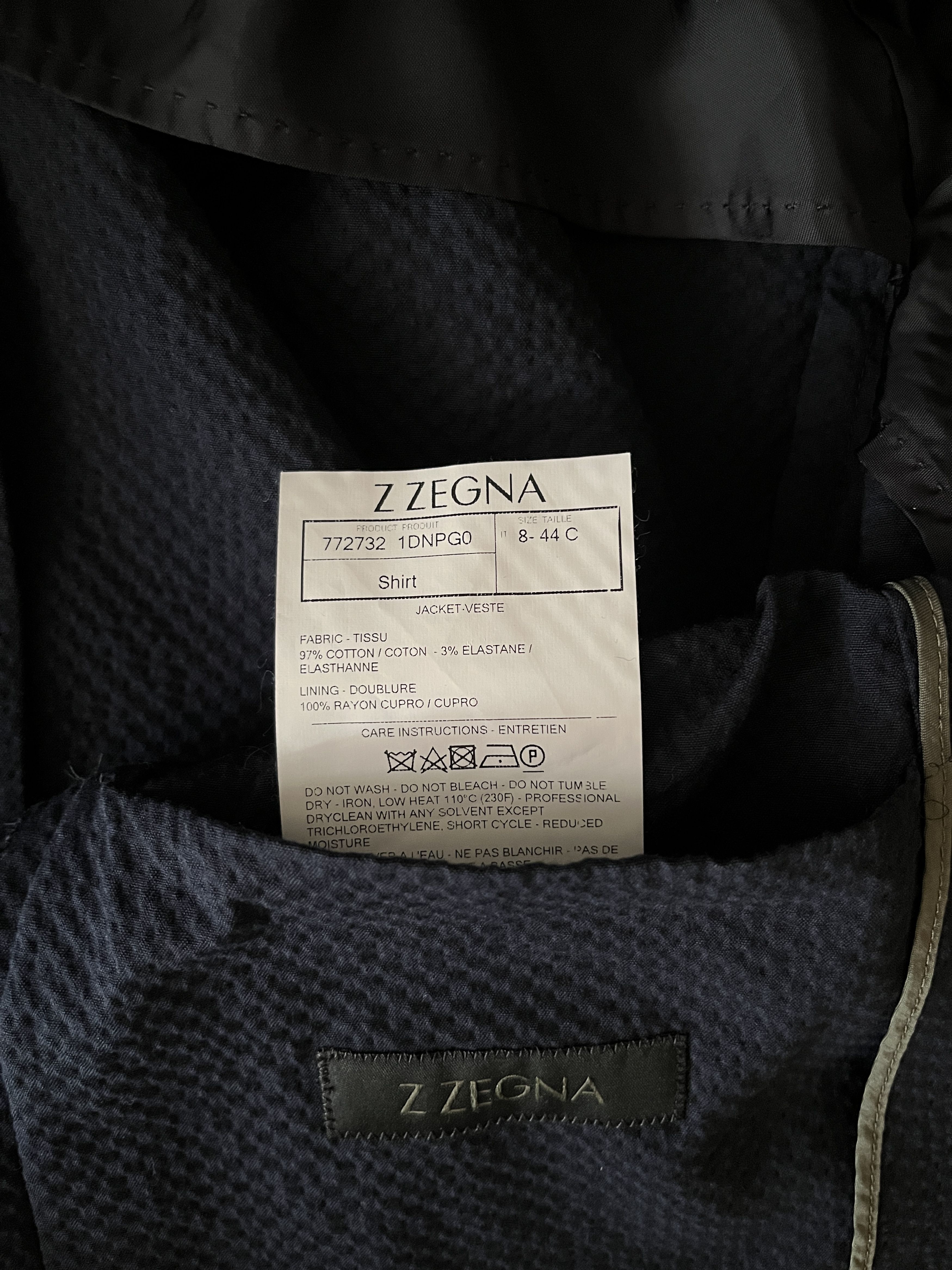 Z Zegna Z Zegna Navy Lightweight textured blazer / Shirt Jacket, 37 Size 38S - 9 Thumbnail
