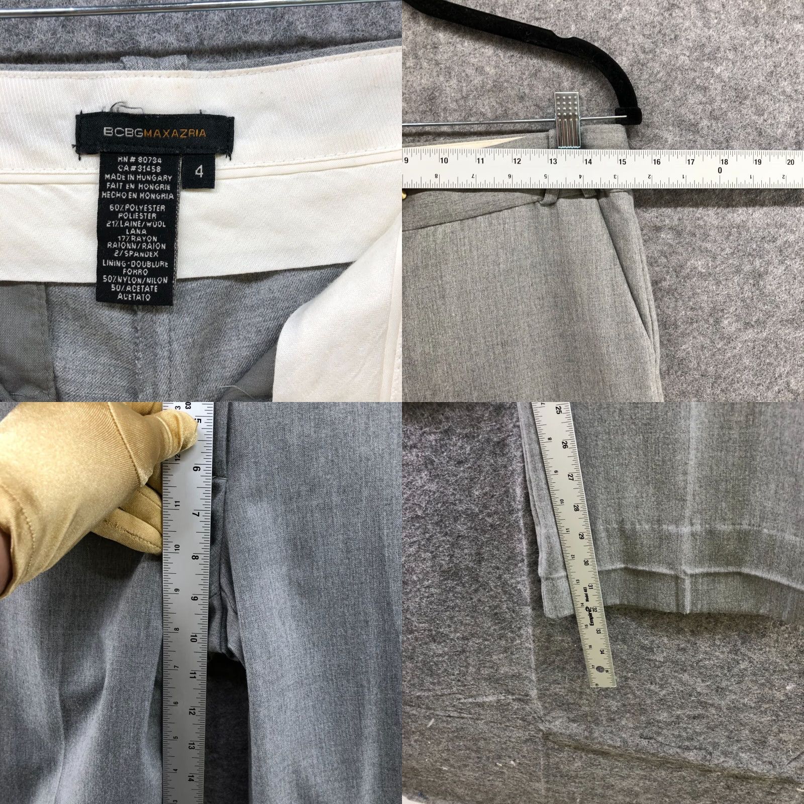 Bcbgmaxazria BCBG Maxazria Flare Dress Pants Womens 4 Mid Rise Gray Bootcut Workwear Career Dress Pants Size 27" / US 4 / IT 40 - 8 Thumbnail