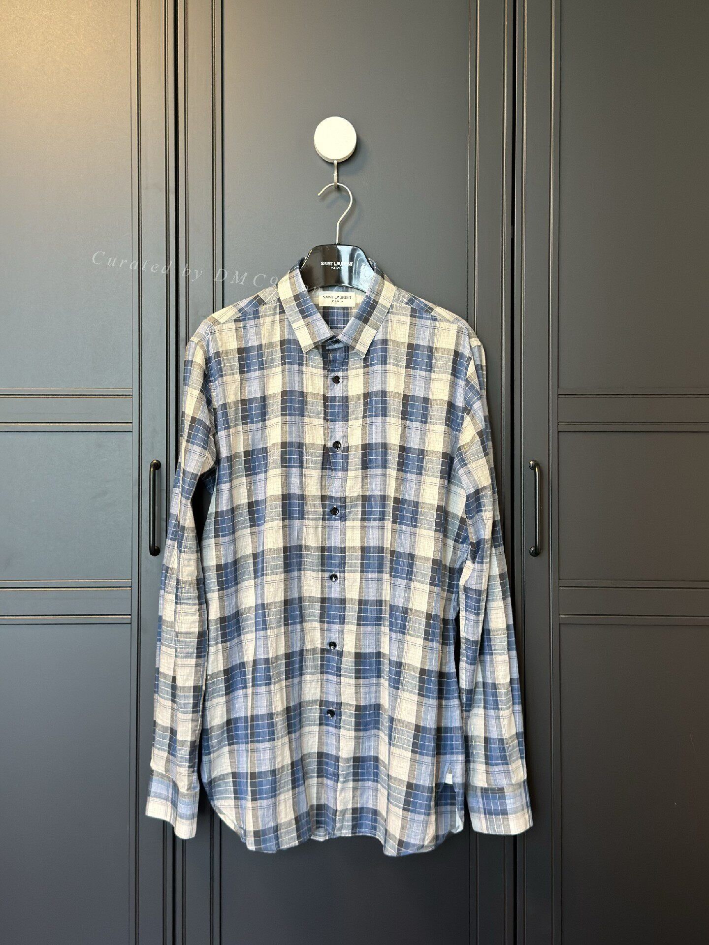 Saint Laurent Paris YSL Men's Blue Plaid Shirt Size US XS / EU 42 / 0 - 1 Thumbnail
