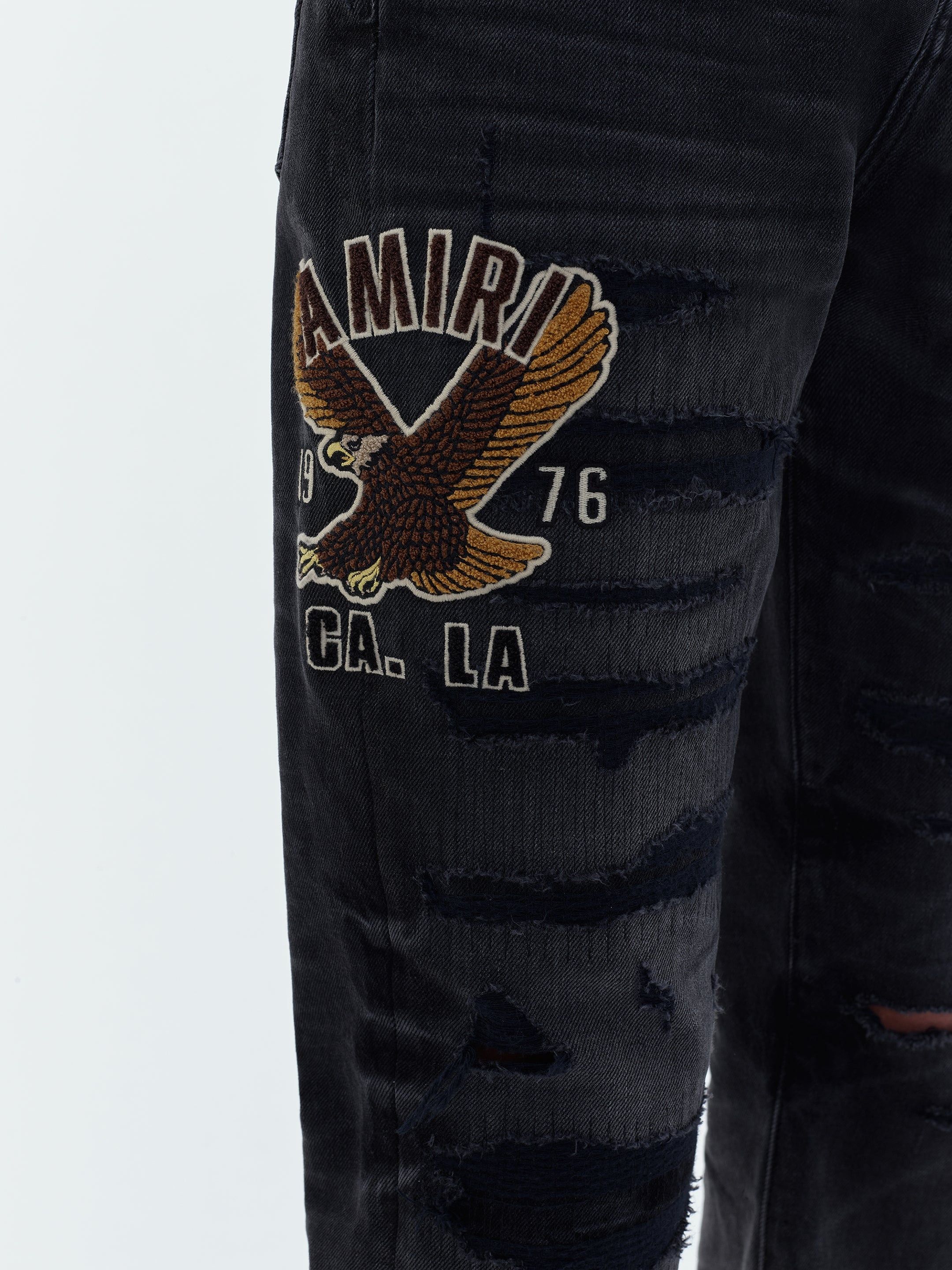 Amiri oc11z0225 Varsity Straight Jeans in Black Size US 30 / EU 46 - 7 Thumbnail