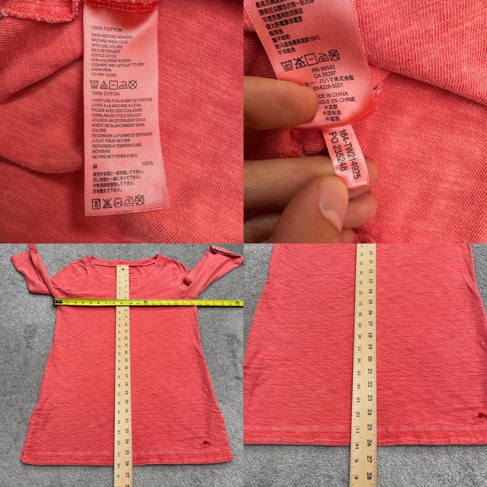 Tommy Bahama VINTAGE Tommy Bahama Women's T-Shirt Small Coral Orange Casual Cotton V-Neck Top 90s Summer Beachy Size S / US 4 / IT 40 - 8 Thumbnail