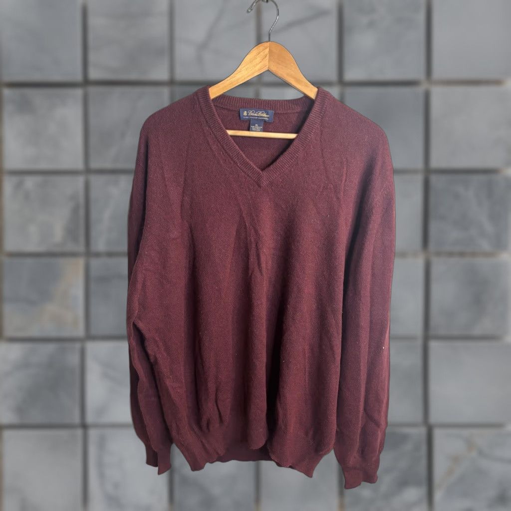 Brooks Brothers Brooks Brothers Sweater Mens XL Red 3 Ply Cashmere V-Neck Pullover Knit Scotland Size US XL / EU 56 / 4 - 1 Thumbnail