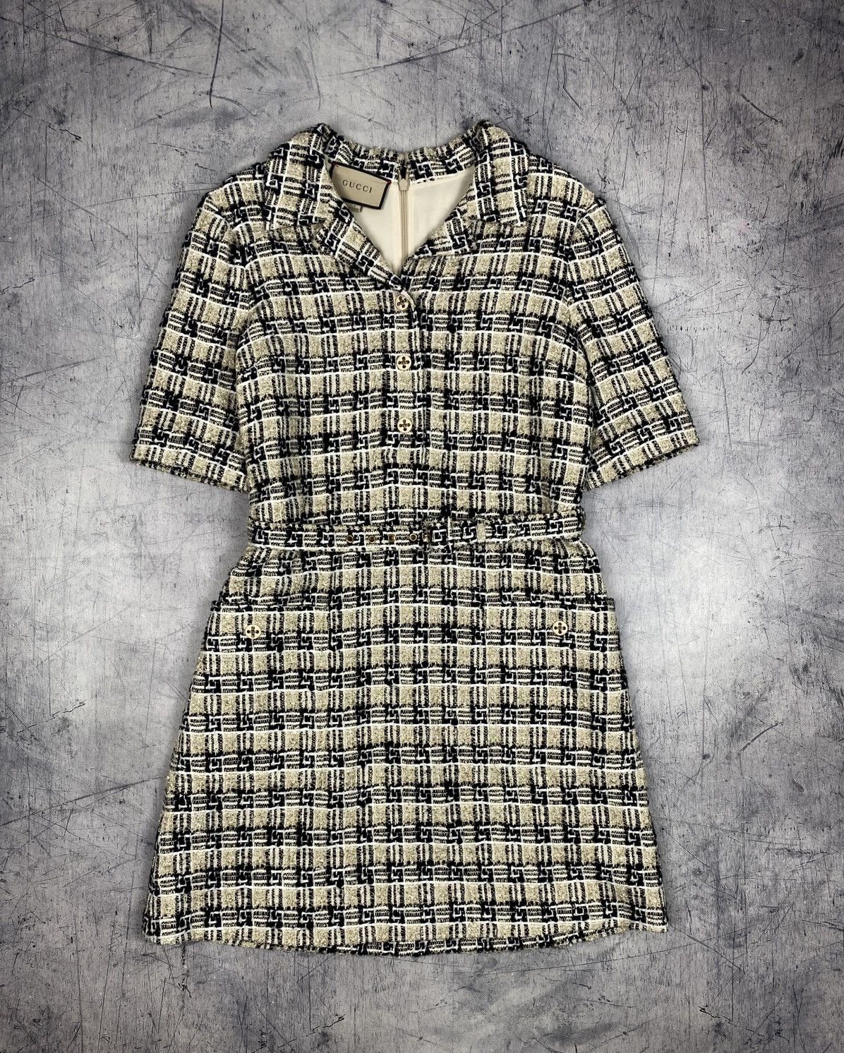 Gucci Gucci GG Monogram Tweed Belted Dress Size IT 42 Size M / US 6-8 / IT 42-44 - 2 Thumbnail