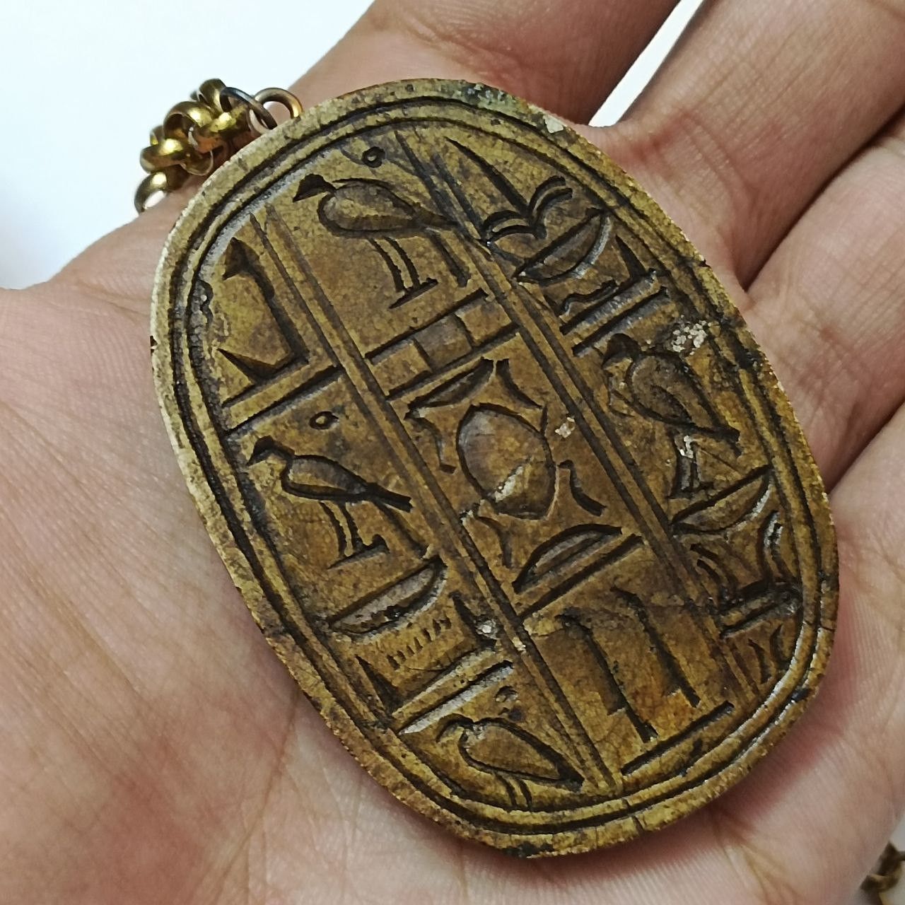 Handmade Egyptian Scarab Necklace Handcrafted Hieroglyph Amulet Size ONE SIZE - 7 Thumbnail