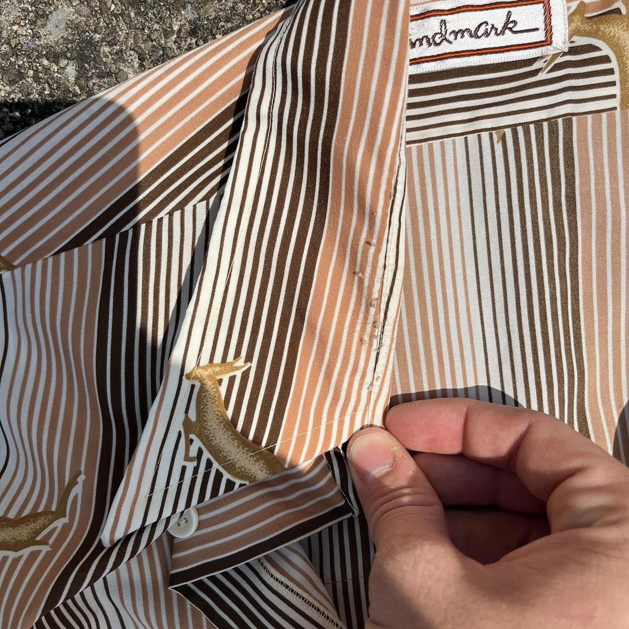 Designer Vintage 80s Landmark antelope striped brown button up Size US M / EU 48-50 / 2 - 4 Thumbnail