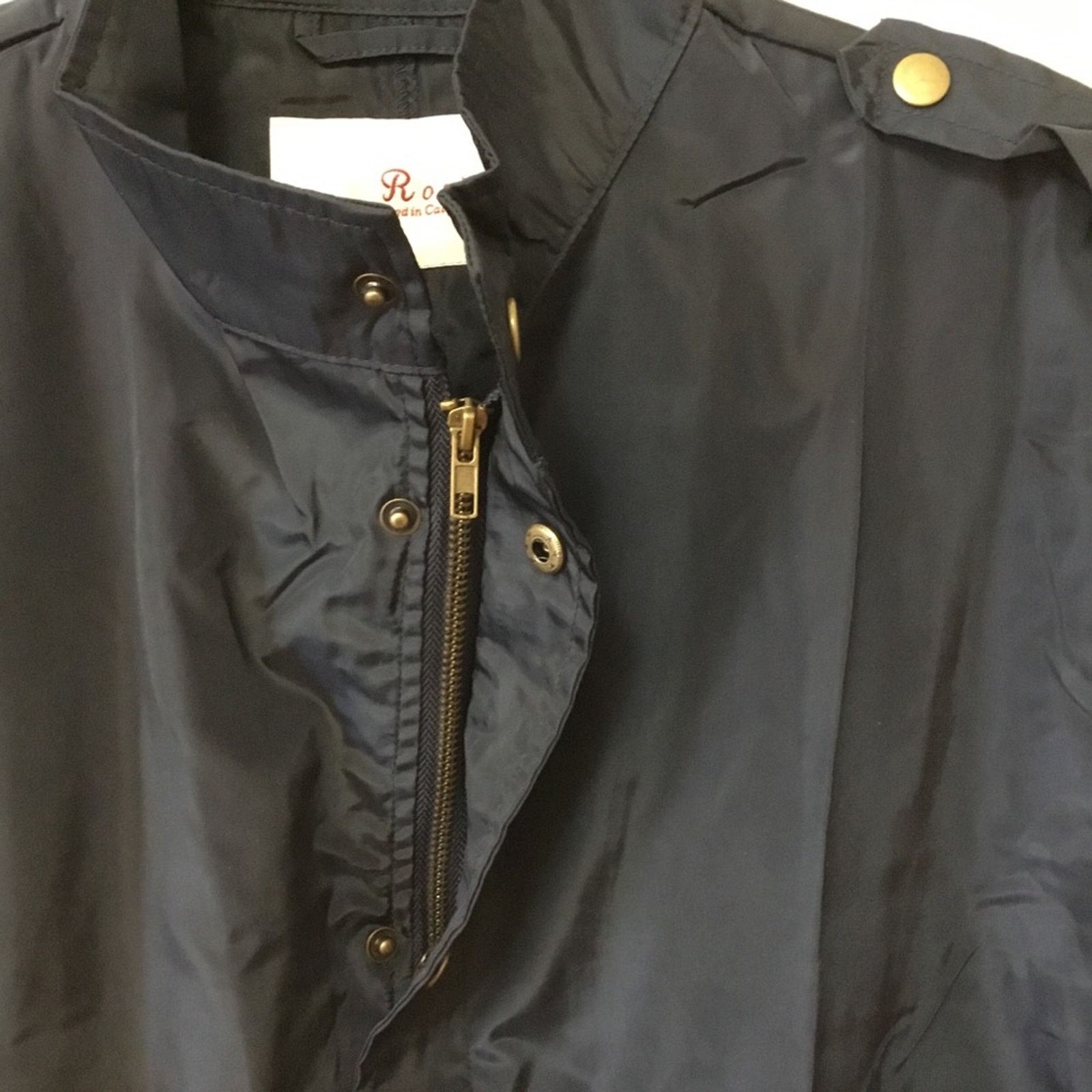 Other Navy Glossy Drawstring Trim Button-Down Coach Jacket Size S / US 4 / IT 40 - 9 Thumbnail