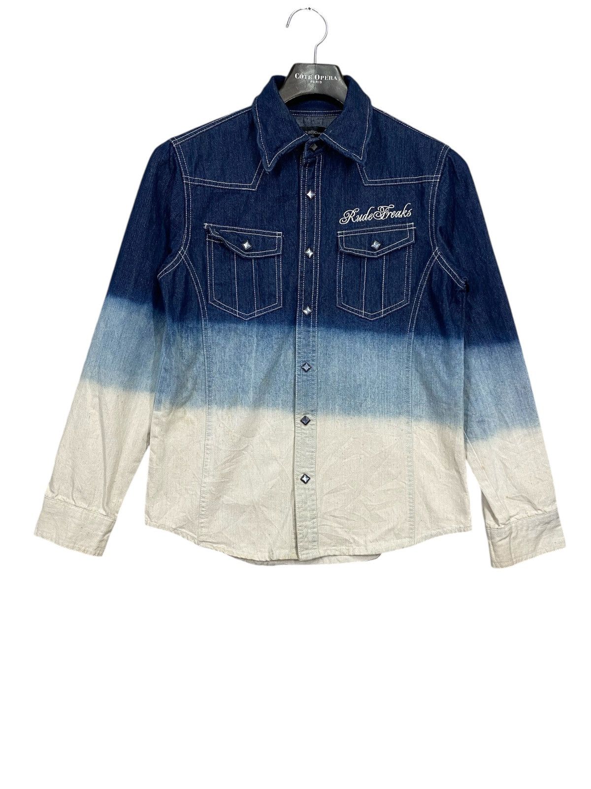 Designer × In The Attic × Japanese Brand INC Denim Western Shirt Blue Ombre 2 Pocket Button Up Size US M / EU 48-50 / 2 - 1 Thumbnail