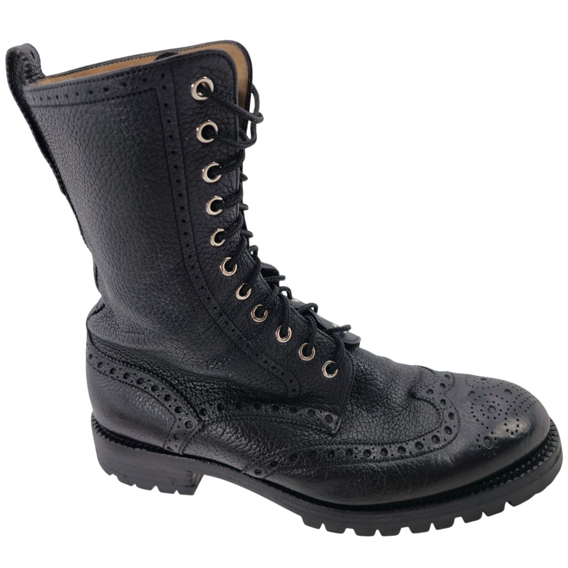 Bally of Switzerland Black Grain Leather Combat Boots Men 8