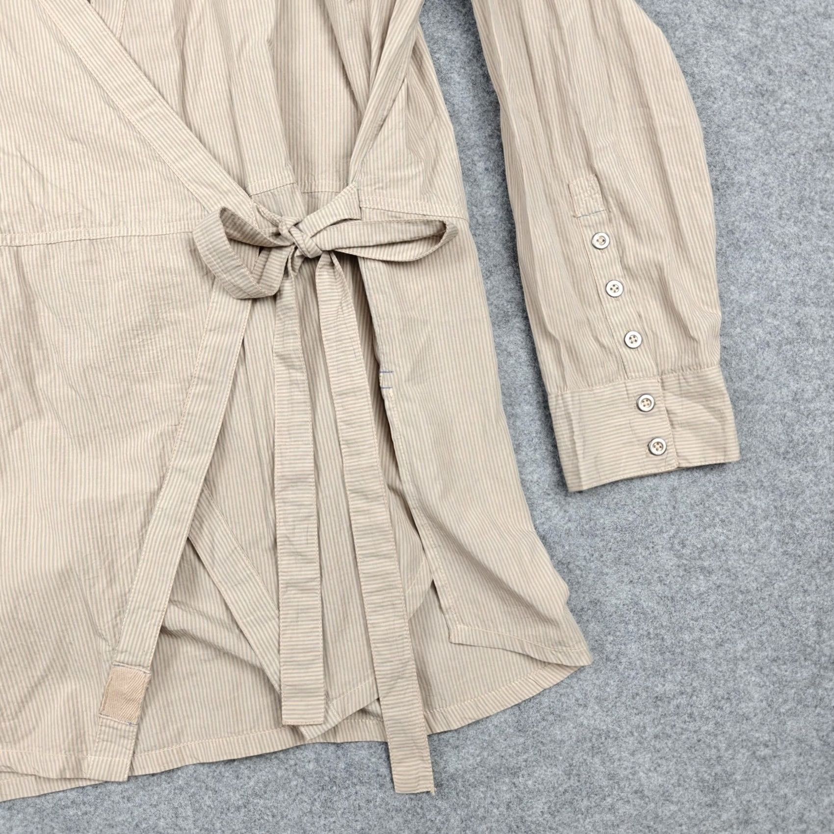 Free People Free People Blouse Womens L Beige The Striped Wrap Tunic Long Sleeve Top Size L / US 10 / IT 46 - 2 Thumbnail