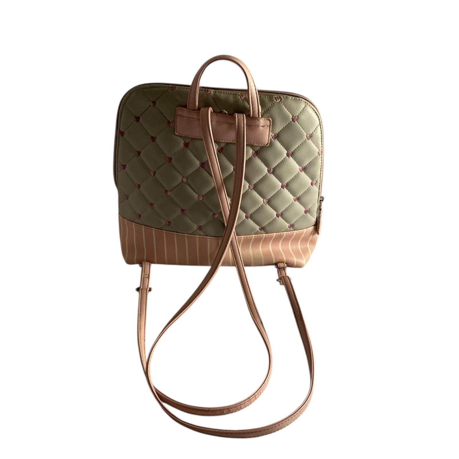 Betsey Johnson Y2K Quilted Heart Pink Stripe Backpack Betsey Johnson Size ONE SIZE - 7 Thumbnail