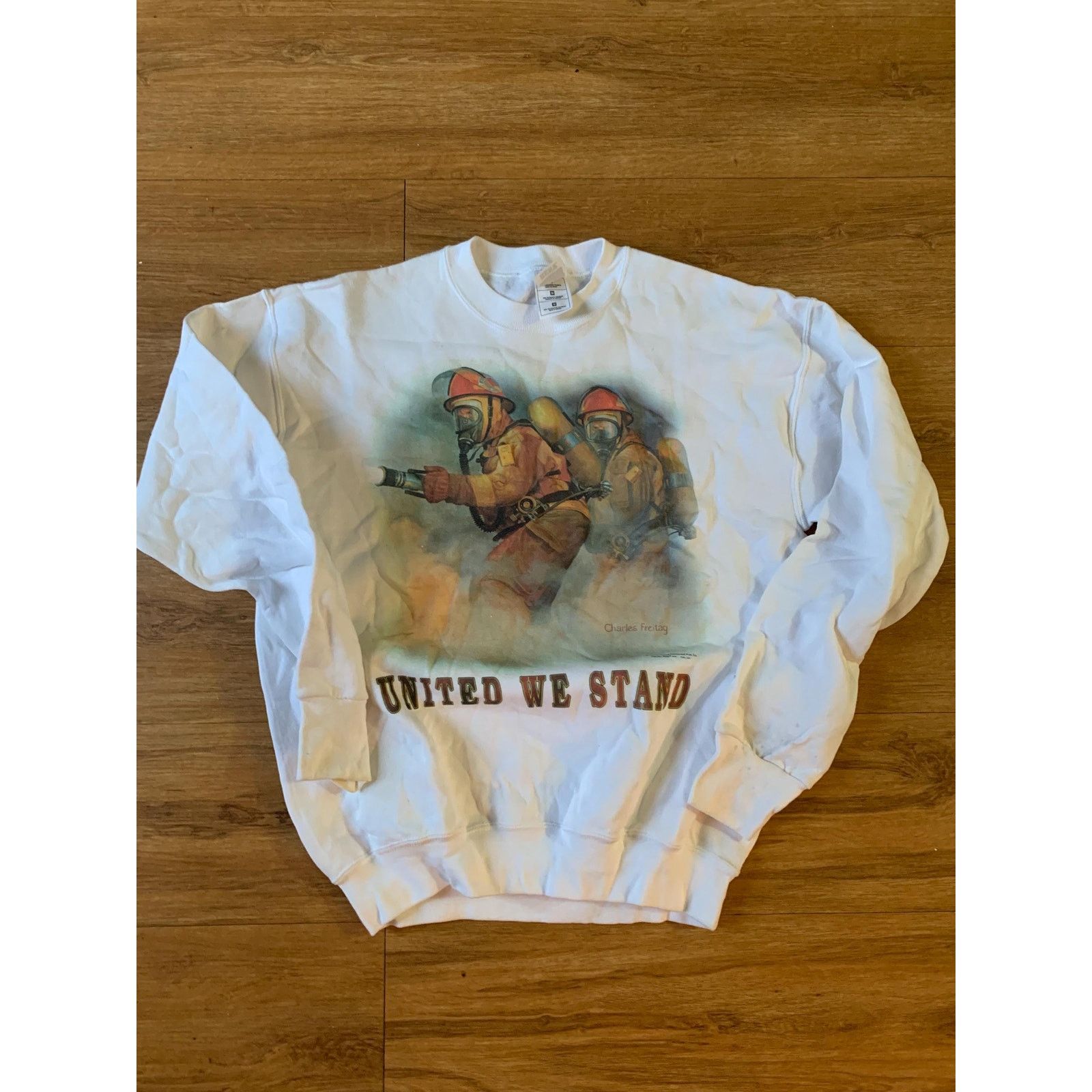 Fruit Of The Loom Vintage fire fighter Sweatshirt size medium 1990s 80s Size M / US 6-8 / IT 42-44 - 1 Thumbnail
