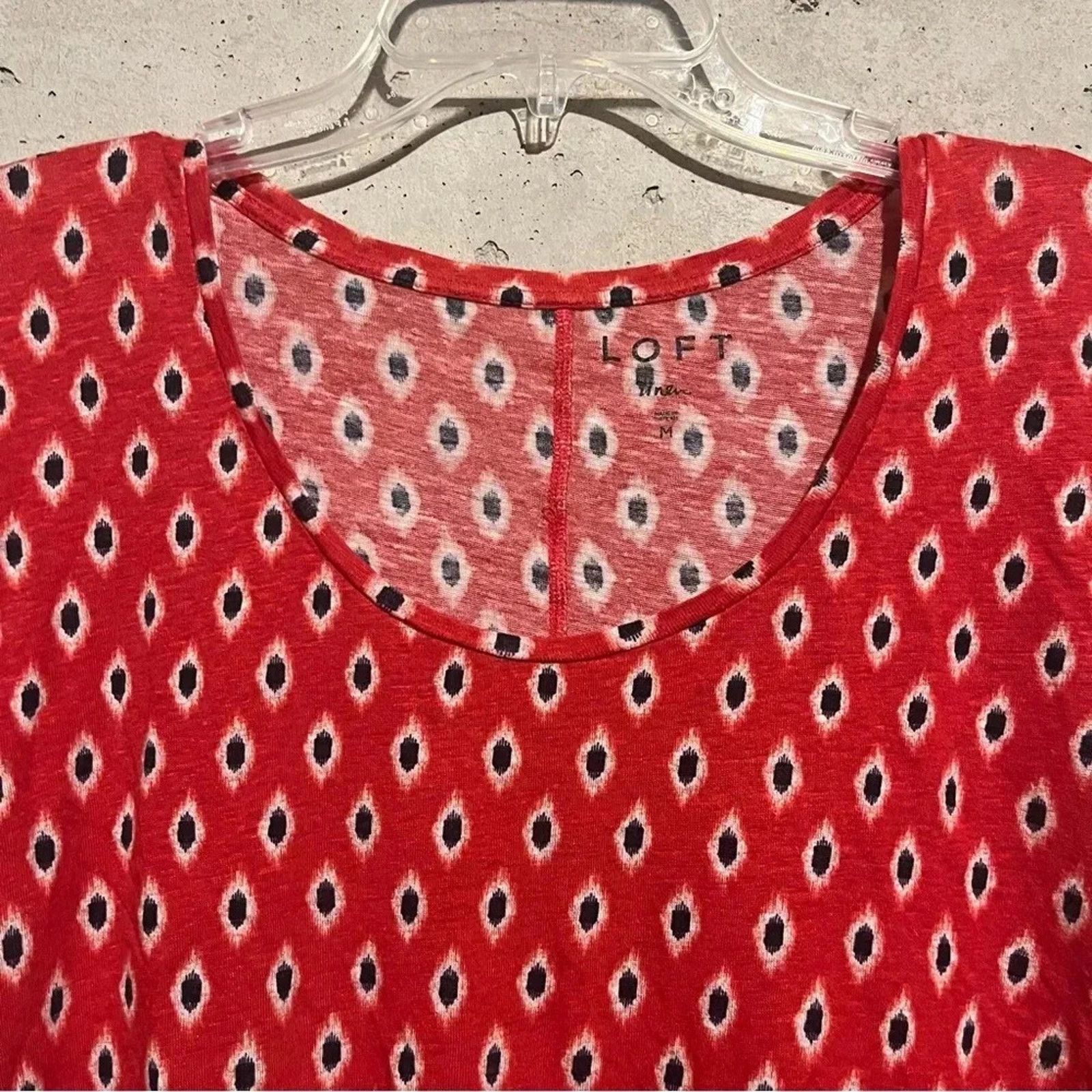 Loft Loft Women's 100% Linen Shirt Size M Red Dot Pattern Size M / US 6-8 / IT 42-44 - 2 Thumbnail