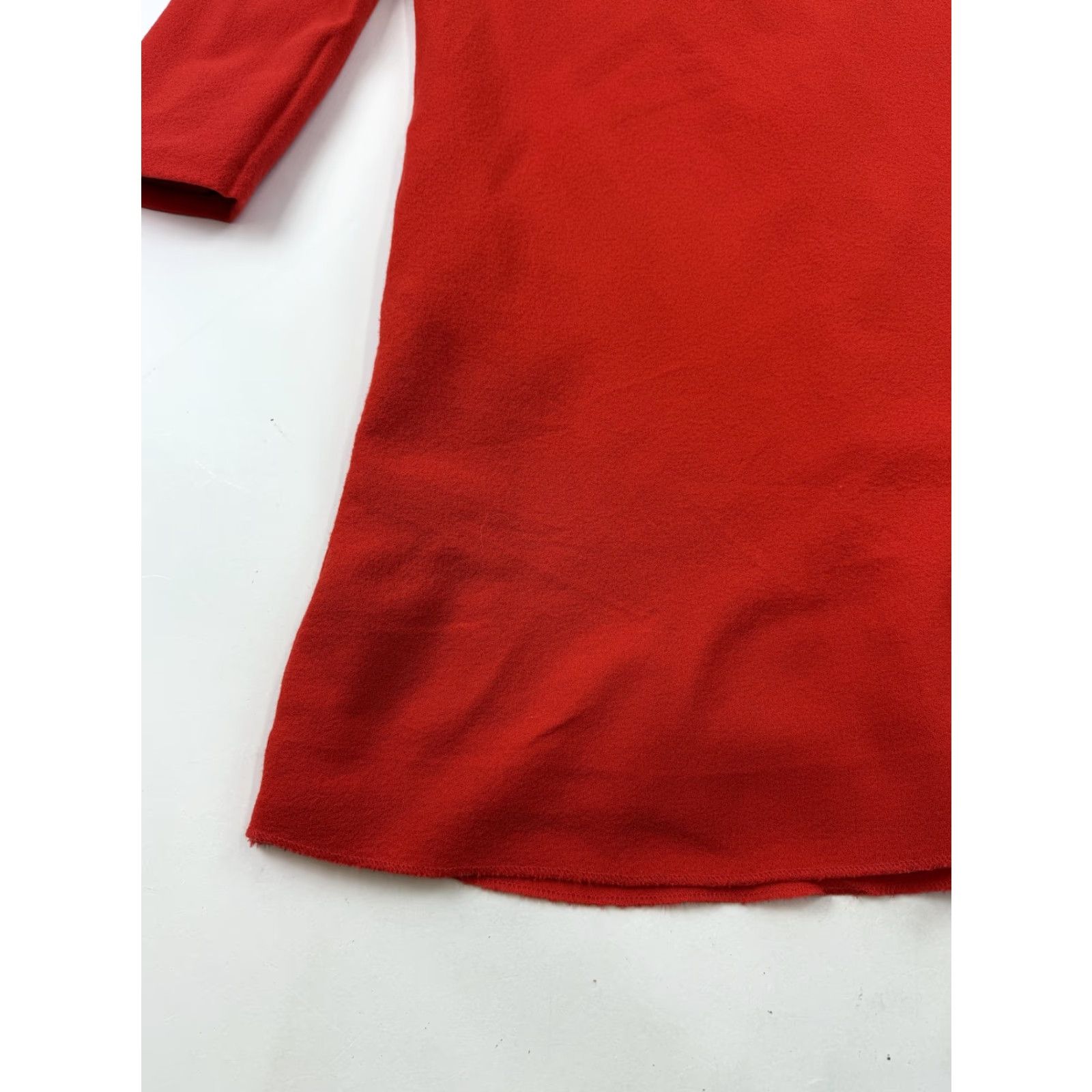 Vintage Goat Dress Womens 8 Red Wool Mock Neck Shift 3/4 Sleeve Button Detail Short Size 30" / US 8 / IT 44 - 4 Thumbnail