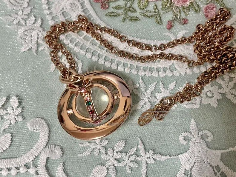 Vivienne Westwood vivienne westwood Rose gold large small orb Saturn necklac Size ONE SIZE - 3 Thumbnail