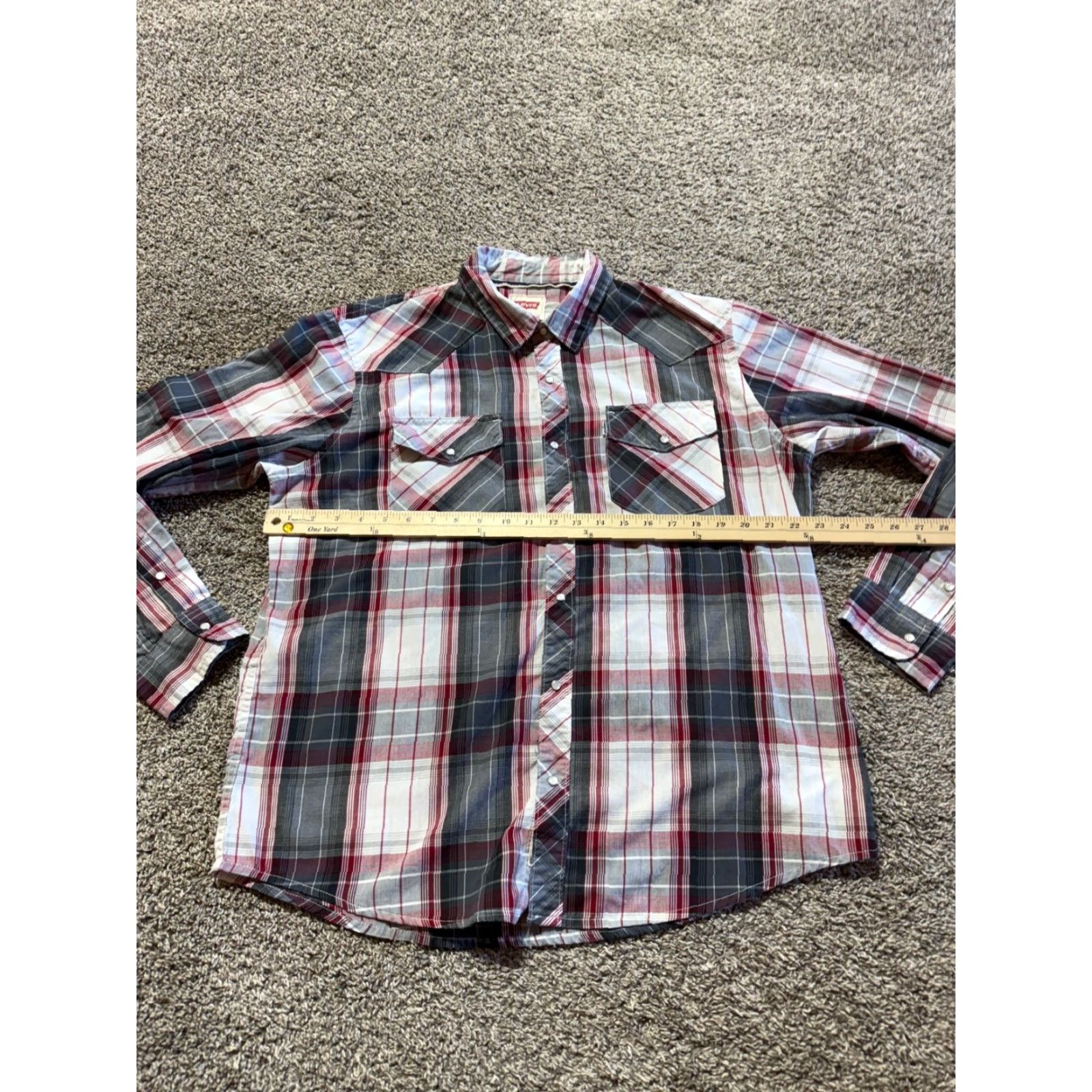 Levi's Levi's Mens Shirt Pearl Snap Size L Red Plaid Long Sleeve Lightweight Button-Up Size US L / EU 52-54 / 3 - 7 Thumbnail