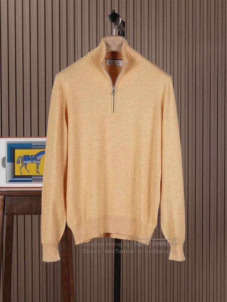 Brunello Cucinelli Brunello Cucinelli Men's Half-Zip Stand Collar Cashmere Sw Size US M / EU 48-50 / 2 - 1 Thumbnail