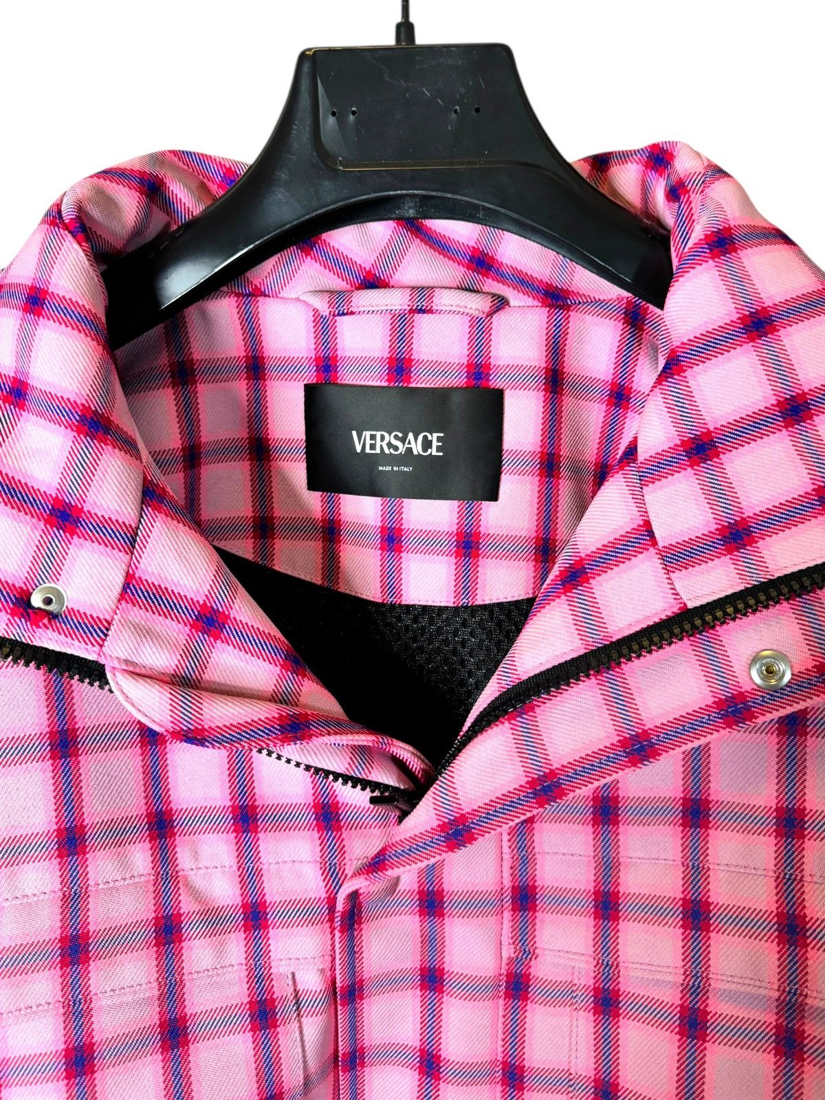 Versace Versace pink check jacket with hidden hood – size M Size US M / EU 48-50 / 2 - 5 Thumbnail