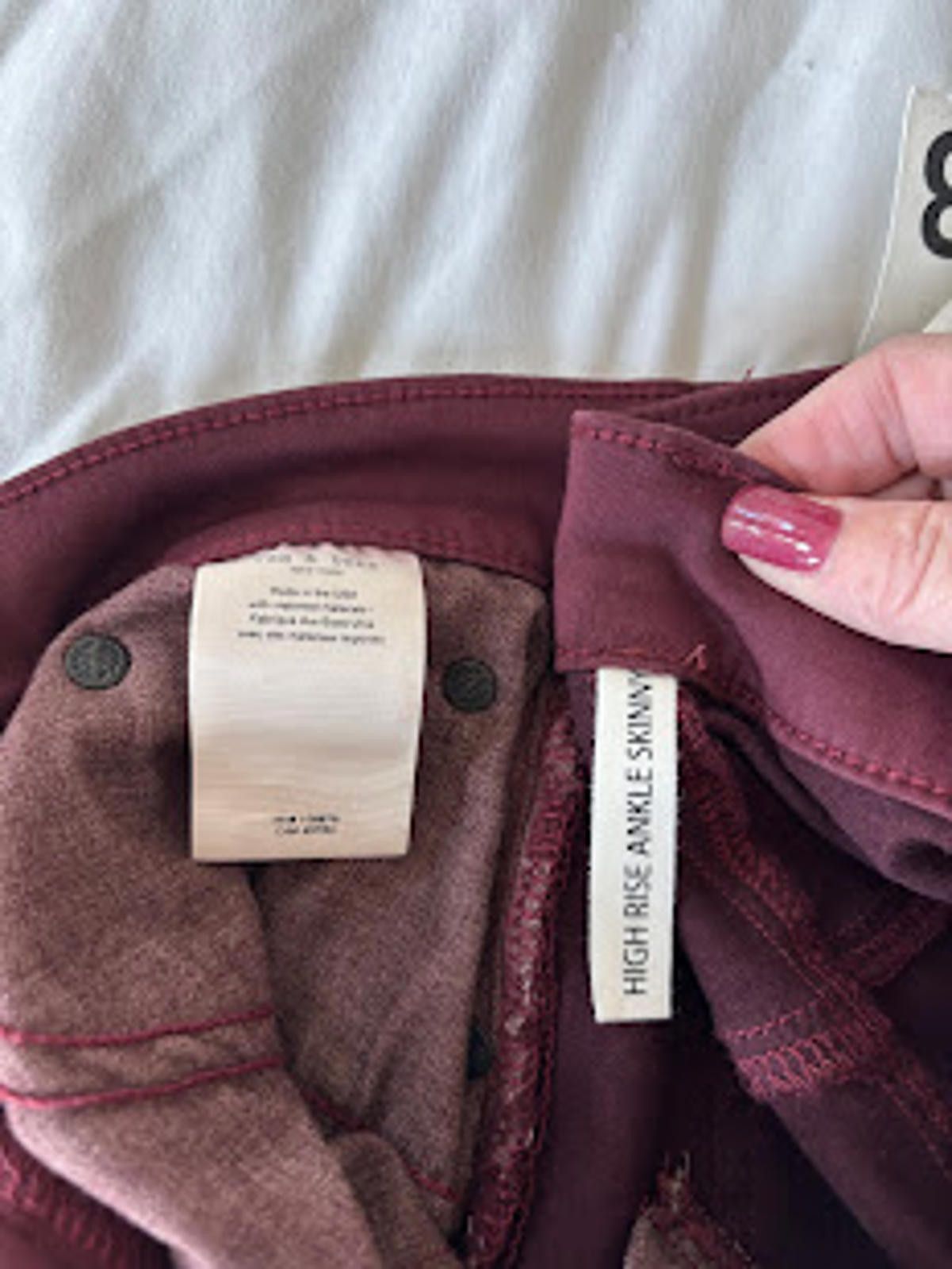 Rag & Bone rag & bone High Rise Skinny Ankle Burgandy Size 28 NWT Size 28" / US 6 / IT 42 - 6 Thumbnail