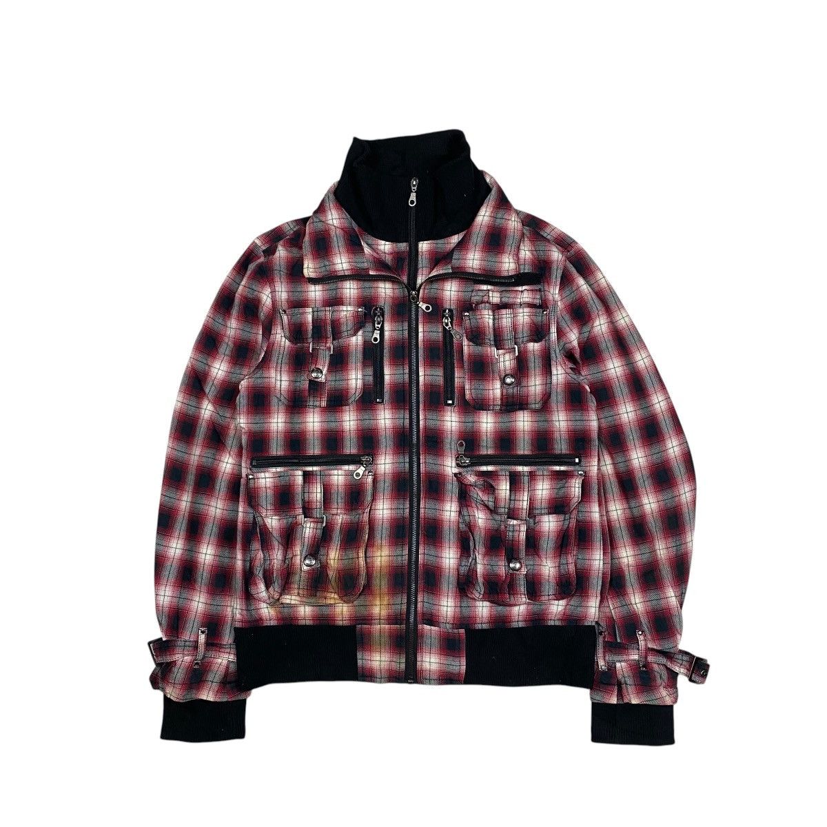 If Six Was Nine × Japanese Brand × Le Grande Bleu (L.G.B.) Bareback Realdress Shadow Plaid Bondage Cargo Jacket Size US M / EU 48-50 / 2 - 2 Thumbnail