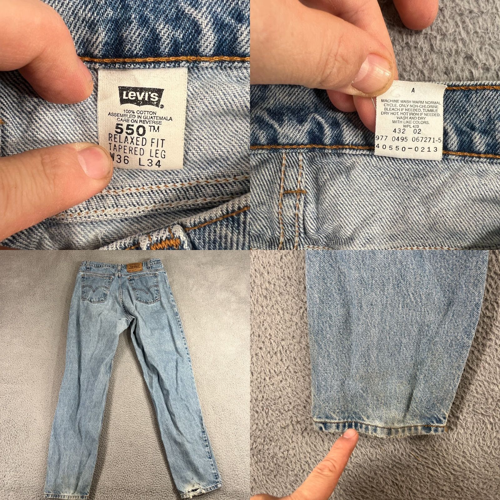 Levi's VINTAGE Levi's 550 Jeans Mens 36x34 Relaxed Tapered 90s Denim Blue 5-Pocket Mens Jeans Size US 36 / EU 52 - 9 Thumbnail