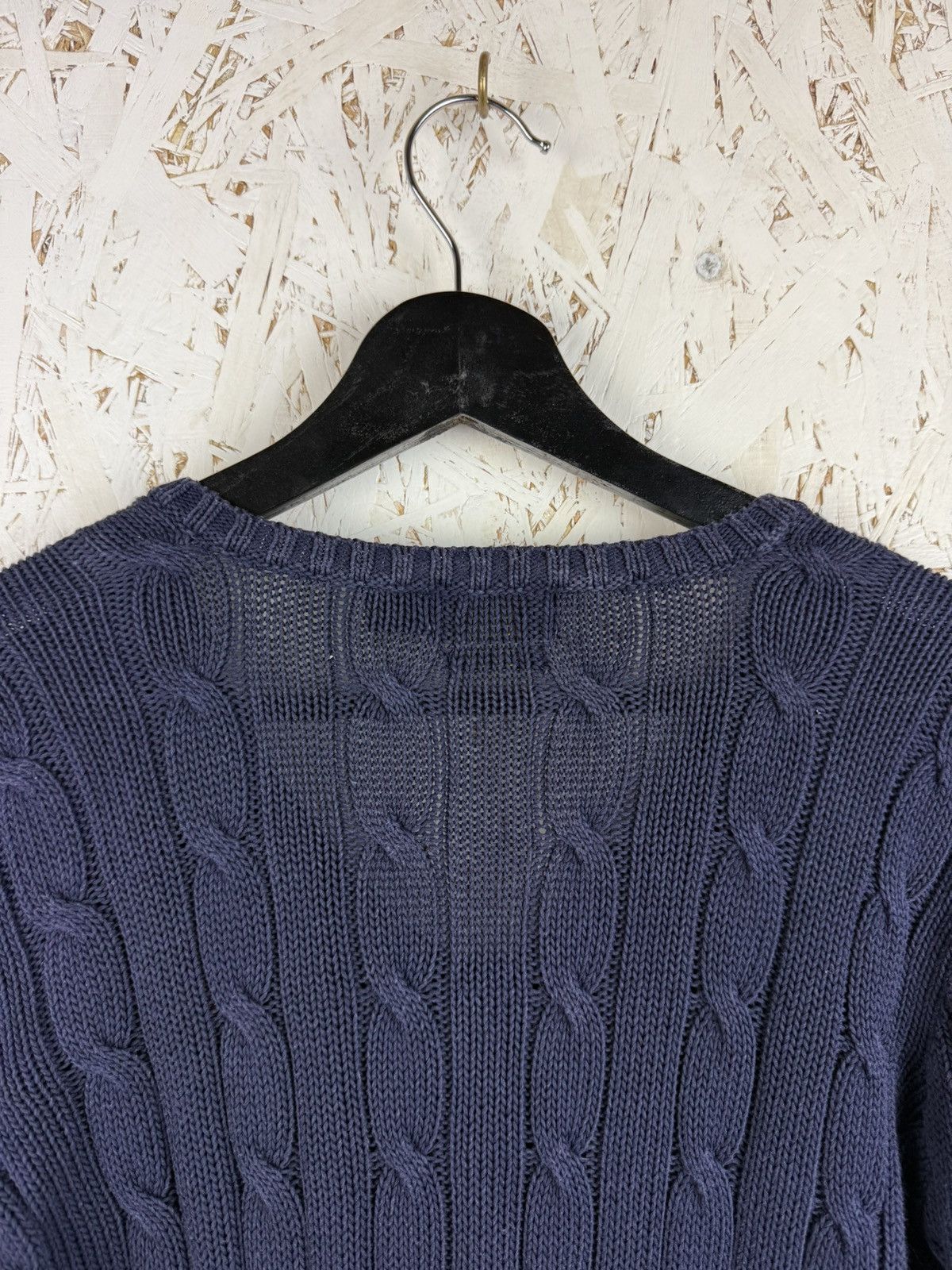Polo Ralph Lauren Polo By Ralph Lauren V Neck Cable Knit Sweater Blue Size S Size S / US 4 / IT 40 - 4 Thumbnail