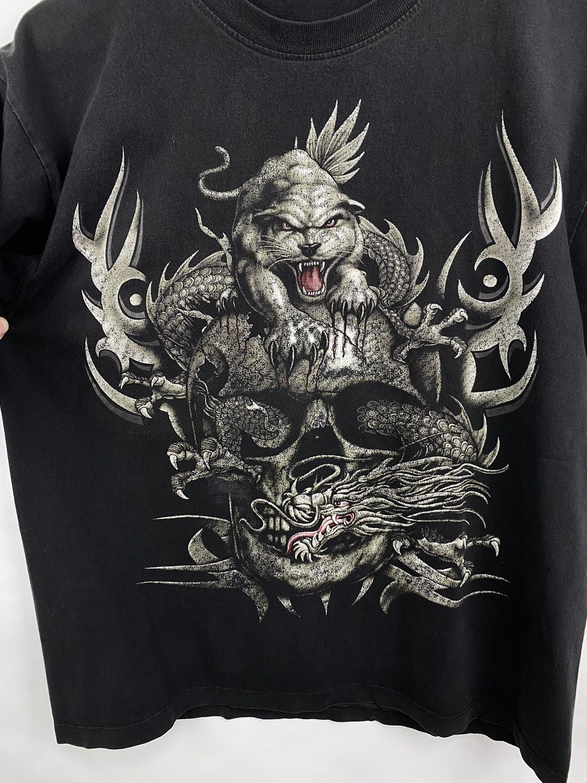 Japanese Brand 💀 Vintage 90s Skull Death Panther Dragon Japan Style t-shirt Size US XL / EU 56 / 4 - 5 Thumbnail
