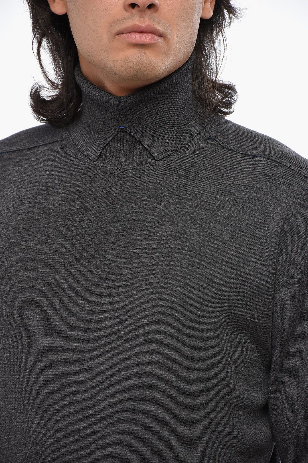 Burberry og1mm1125 Wool Turtleneck Sweater in Grey Size US L / EU 52-54 / 3 - 3 Thumbnail