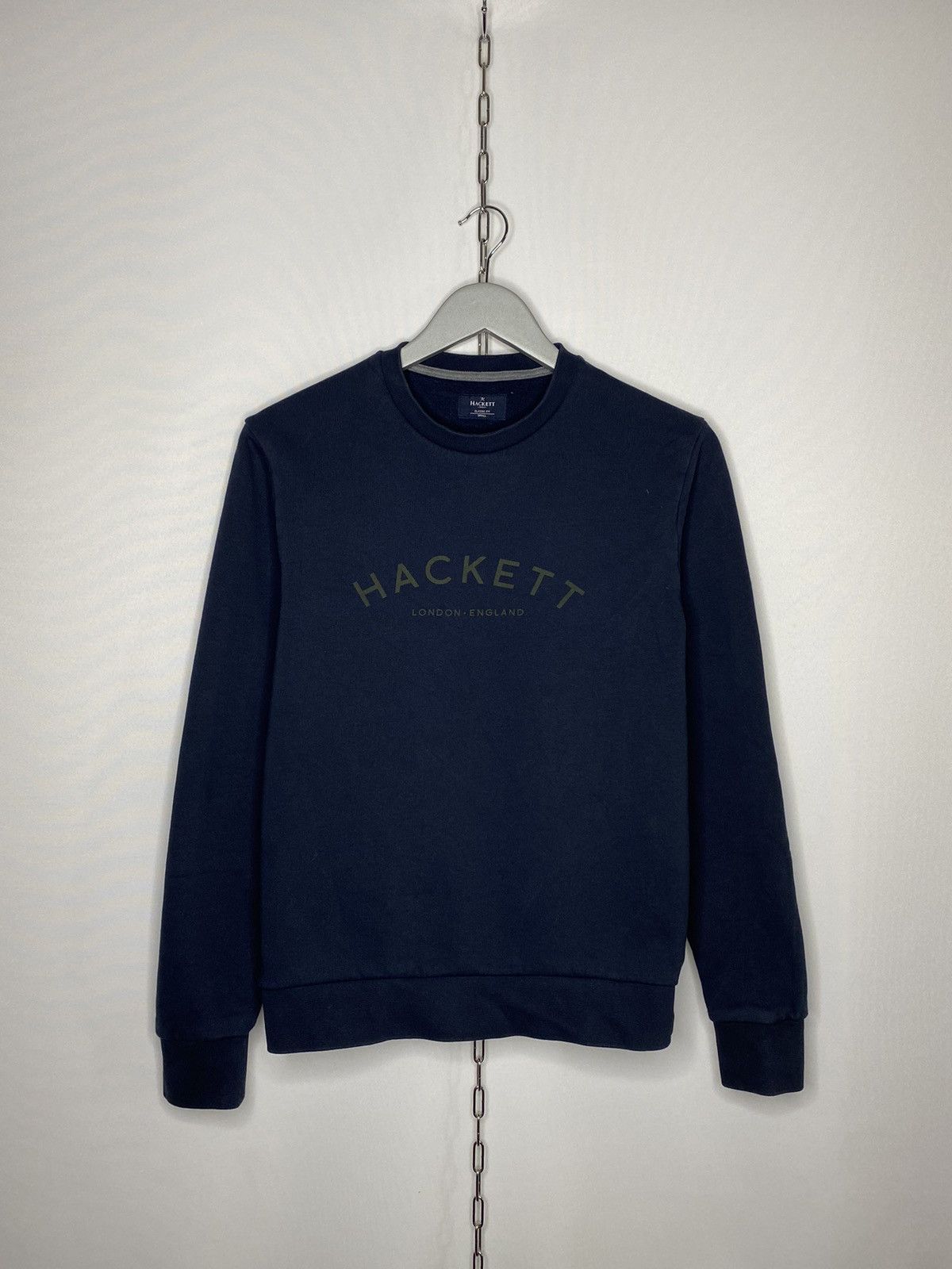 Hackett × Vintage Hackett Navy Blue Big Logo Sweatshirt Long Sleeve Size US S / EU 44-46 / 1 - 1 Thumbnail