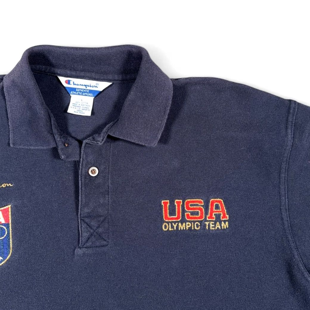Champion VINTAGE Champion Atlanta USA 90s Polo Shirt Mens Blue Large Casual Shirt Size US L / EU 52-54 / 3 - 2 Thumbnail