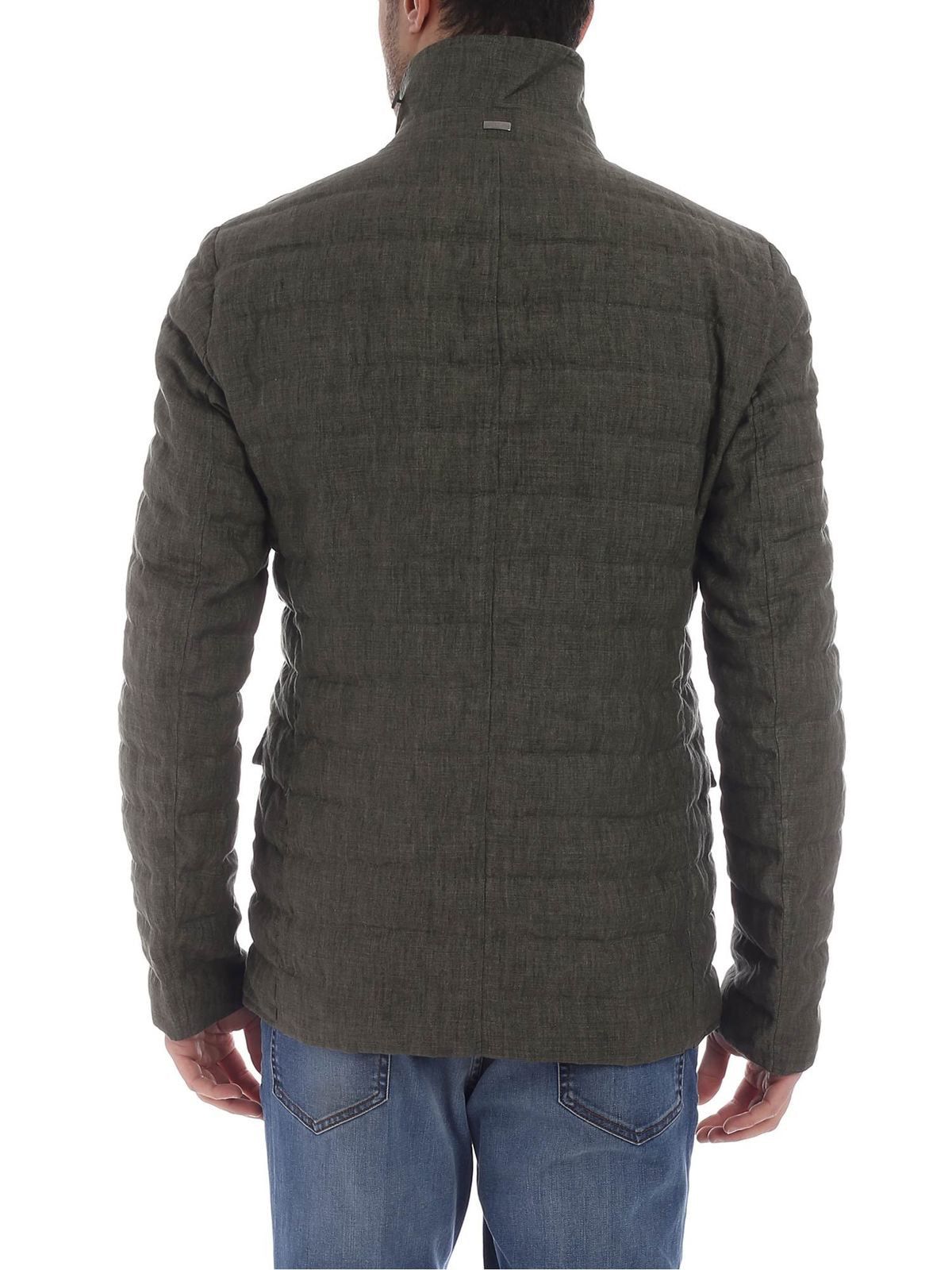 Herno Green musk jacket in padded linen Size US L / EU 52-54 / 3 - 9 Thumbnail