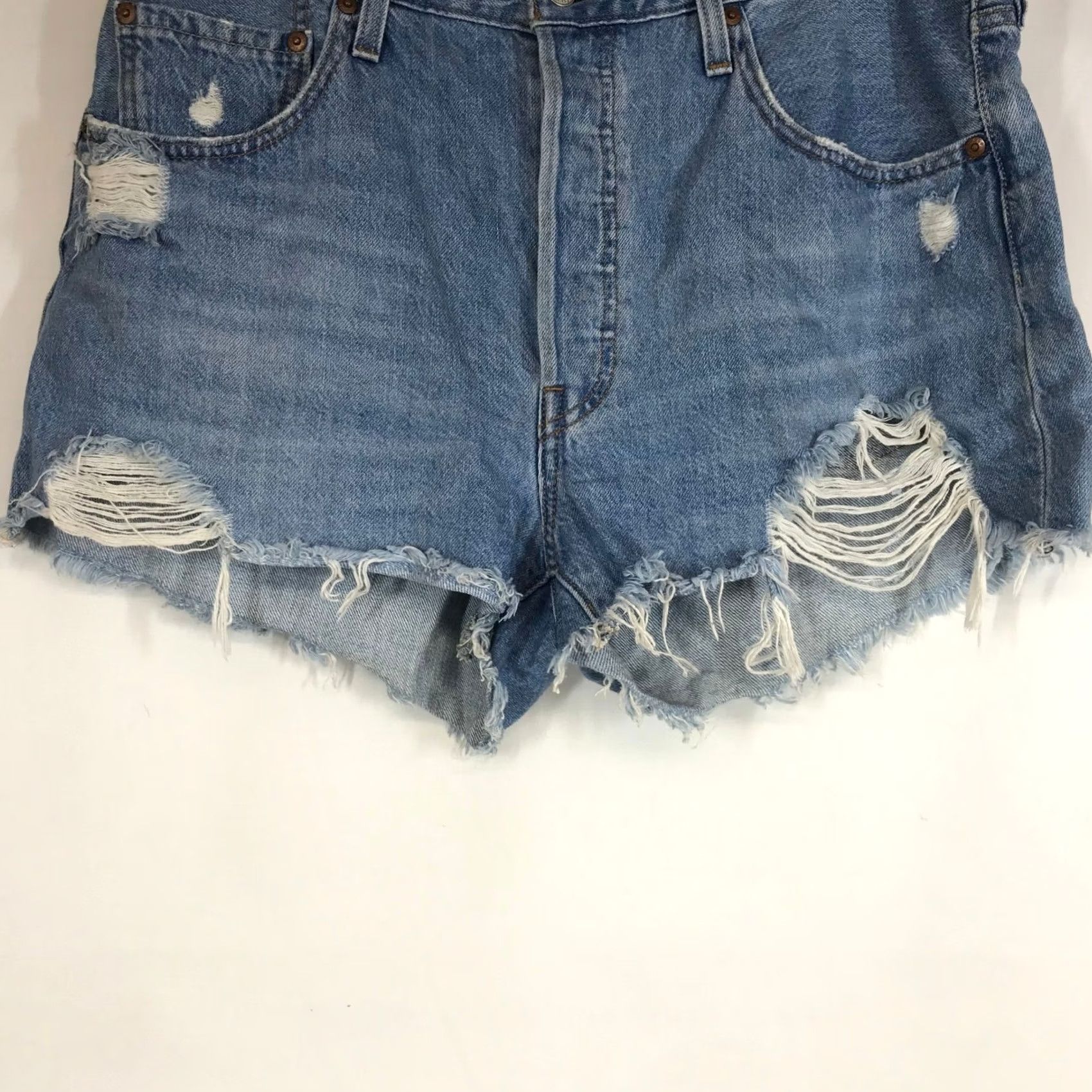 Levi's Levi's 501 Denim Cut Off Shorts Distressed Raw Hem Women's Size 32 Blue Size 24" / US 00 / IT 34 - 3 Thumbnail