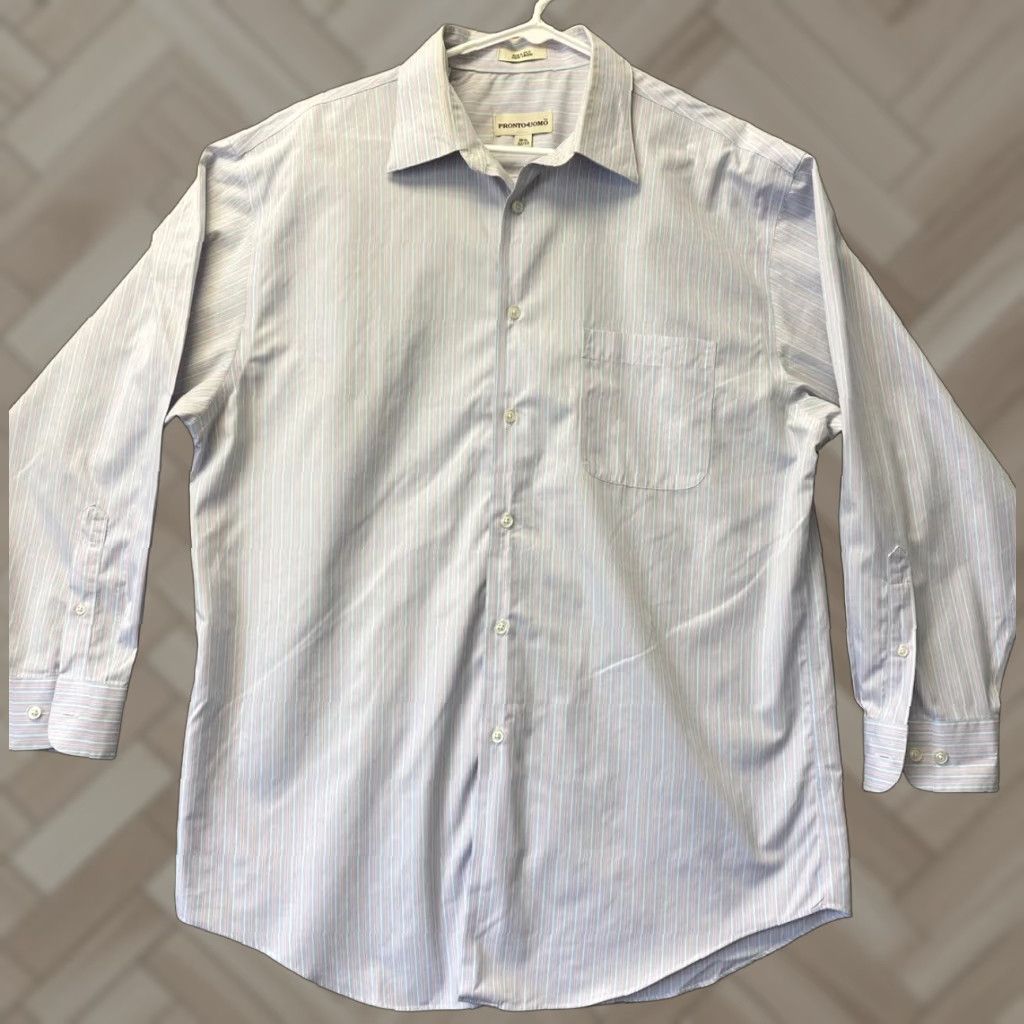Pronto Uomo Pronto Uomo Non-Iron Long Sleeve Dress Shirt Men Size 16.5 32/33 Striped Cotton Multicolor Business Casual Size 42R - 1 Thumbnail