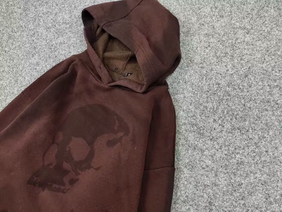 Japanese Brand 💀 Vintage 90's Sun Faded Silhouette Boxy Brown Blank Hoodie Size US M / EU 48-50 / 2 - 4 Thumbnail