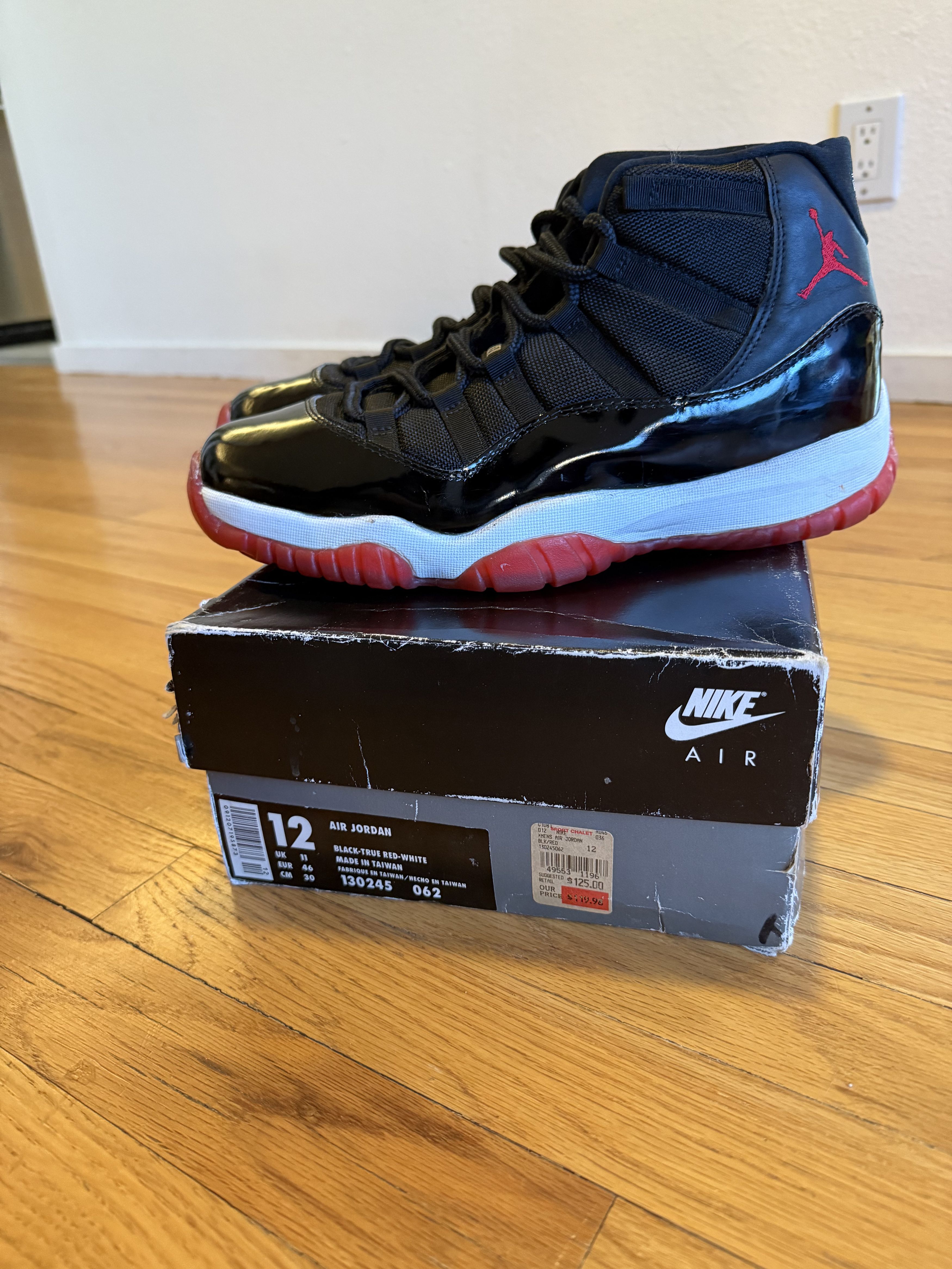 Jordan Brand 1996 Air Jordan XI 11 Bred OG With Box 130245 062 Size US 12 / EU 45 - 6 Thumbnail