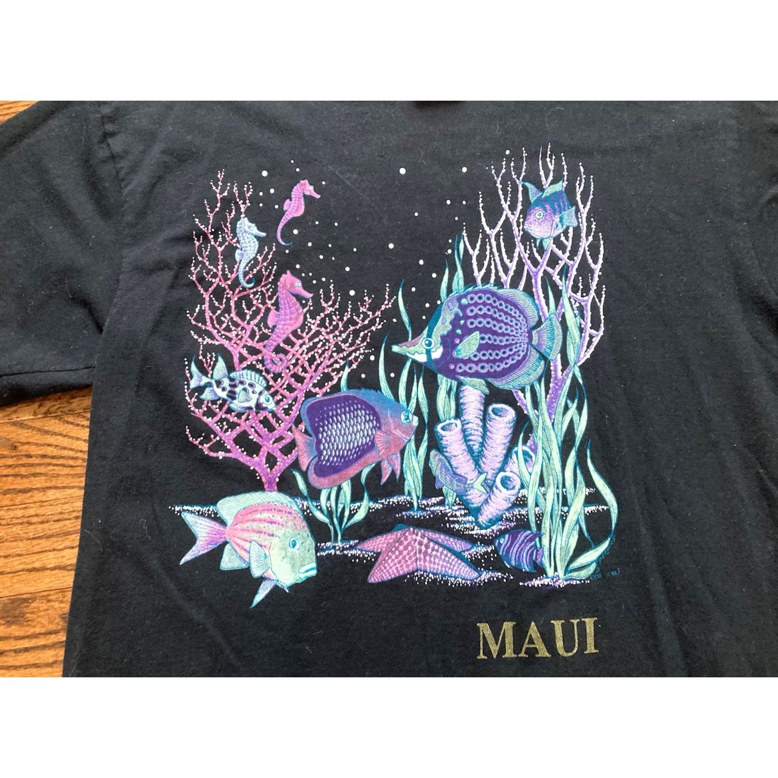 Vintage VINTAGE Sunshine T Hawaii Maui Fish Shirt Womens XL Black Made In USA Single Stitch Shirt Women XL Black Fish Hawaiian Size XL / US 12-14 / IT 48-50 - 2 Thumbnail