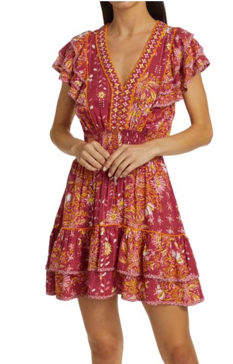 Poupette St Barth POUPETTE ST BARTH Camila Smocked Mini Dress Size M / US 6-8 / IT 42-44 - 3 Thumbnail