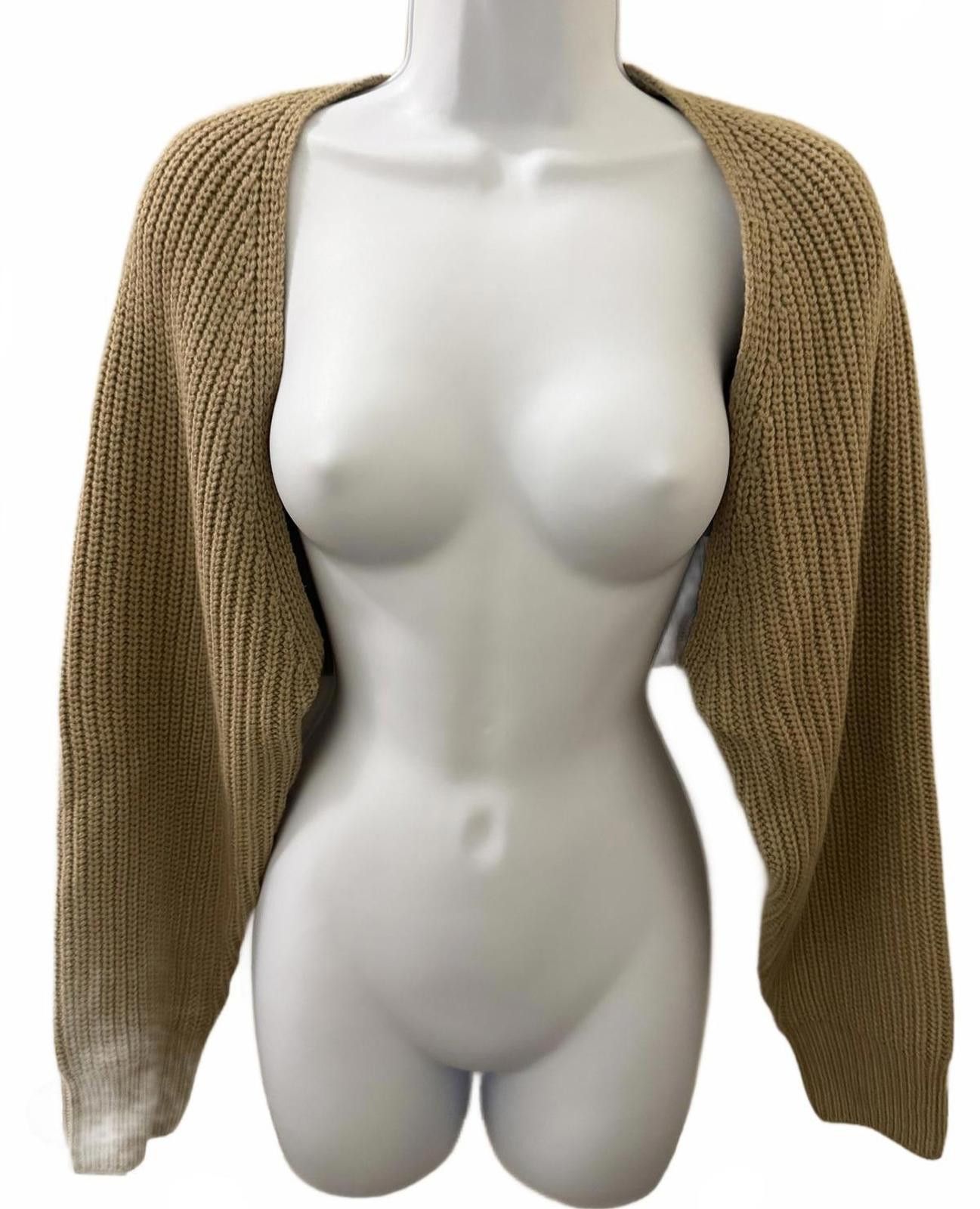 Other Chunky Knit Shrug Sweater in Tan (X-SMALL) Size XS / US 0-2 / IT 36-38 - 1 Thumbnail