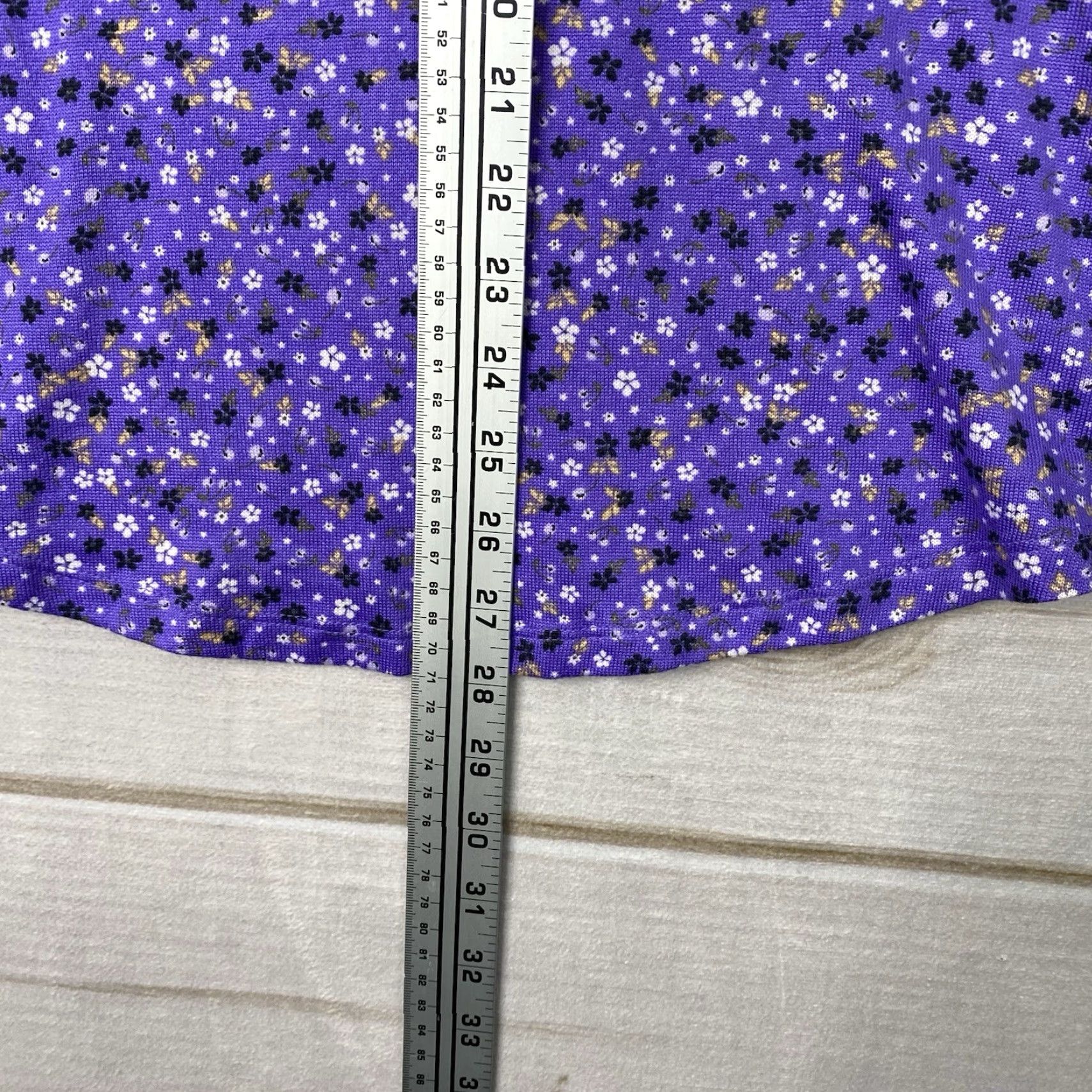 Ann Taylor Ann Taylor LOFT Blouse Top L Purple Micro Floral Knit Long Sleeve Scoop Neck Casual Boho Pattern Floral Women's Shirt) Size L / US 10 / IT 46 - 3 Thumbnail