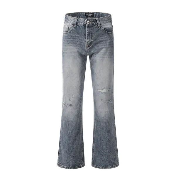 Vintage Men's distressed straight street washed flared ripped jeans Size US 32 / EU 48 - 6 Thumbnail