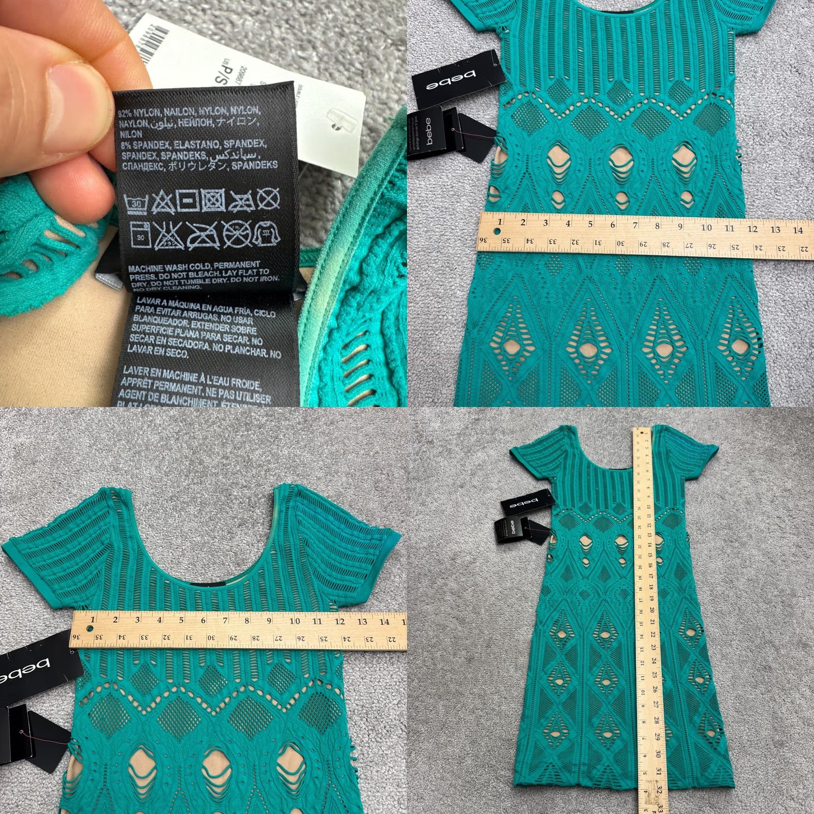 Bebe NWT BeBe Lace Geometric Crochet Bodycon Dress Petite Womens Small US Size Size S / US 4 / IT 40 - 9 Thumbnail