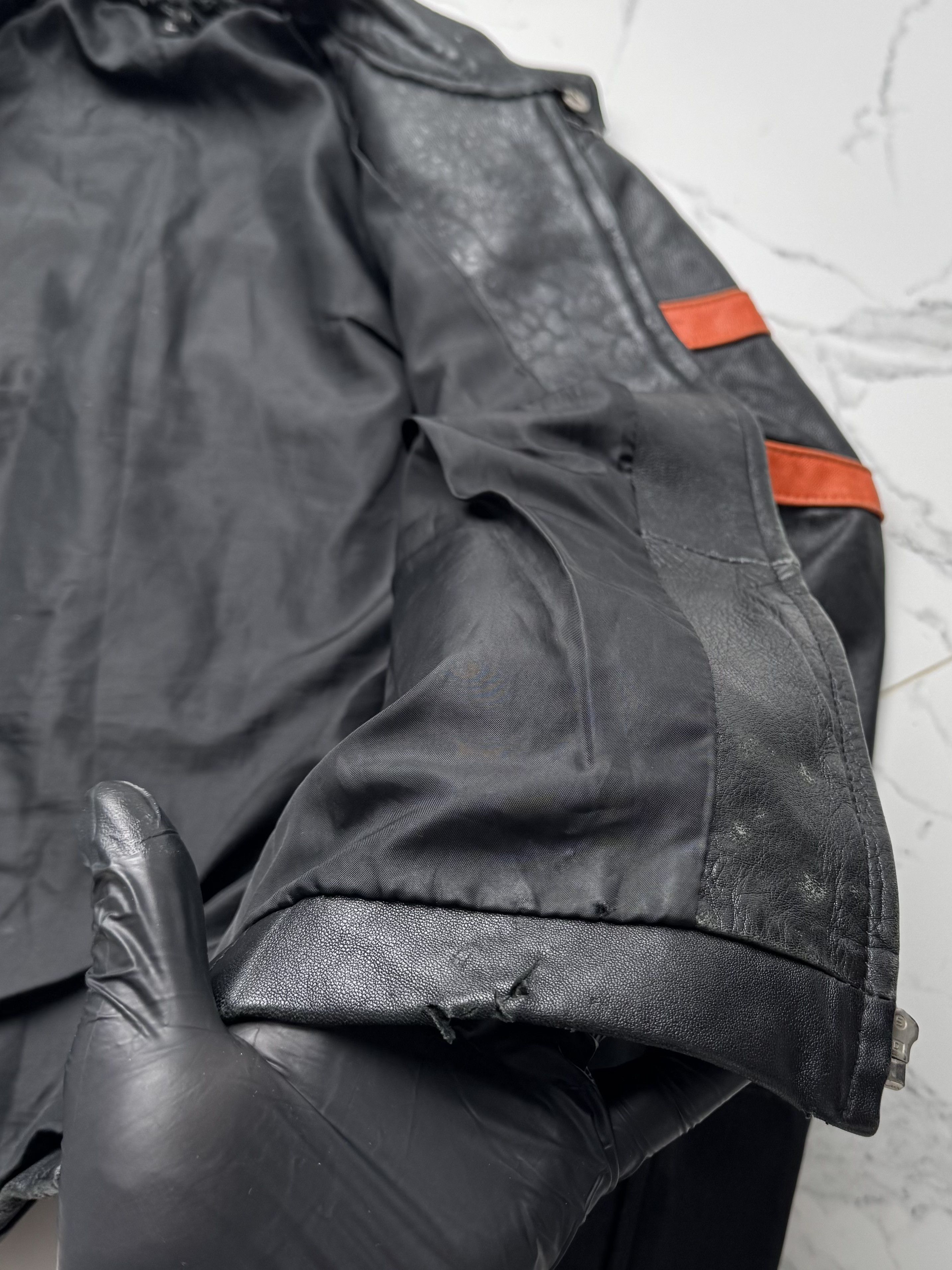 Vintage Y2K Leather Jacket Womens Orange Biker Zip Up Moto Style Size M / US 6-8 / IT 42-44 - 14 Thumbnail