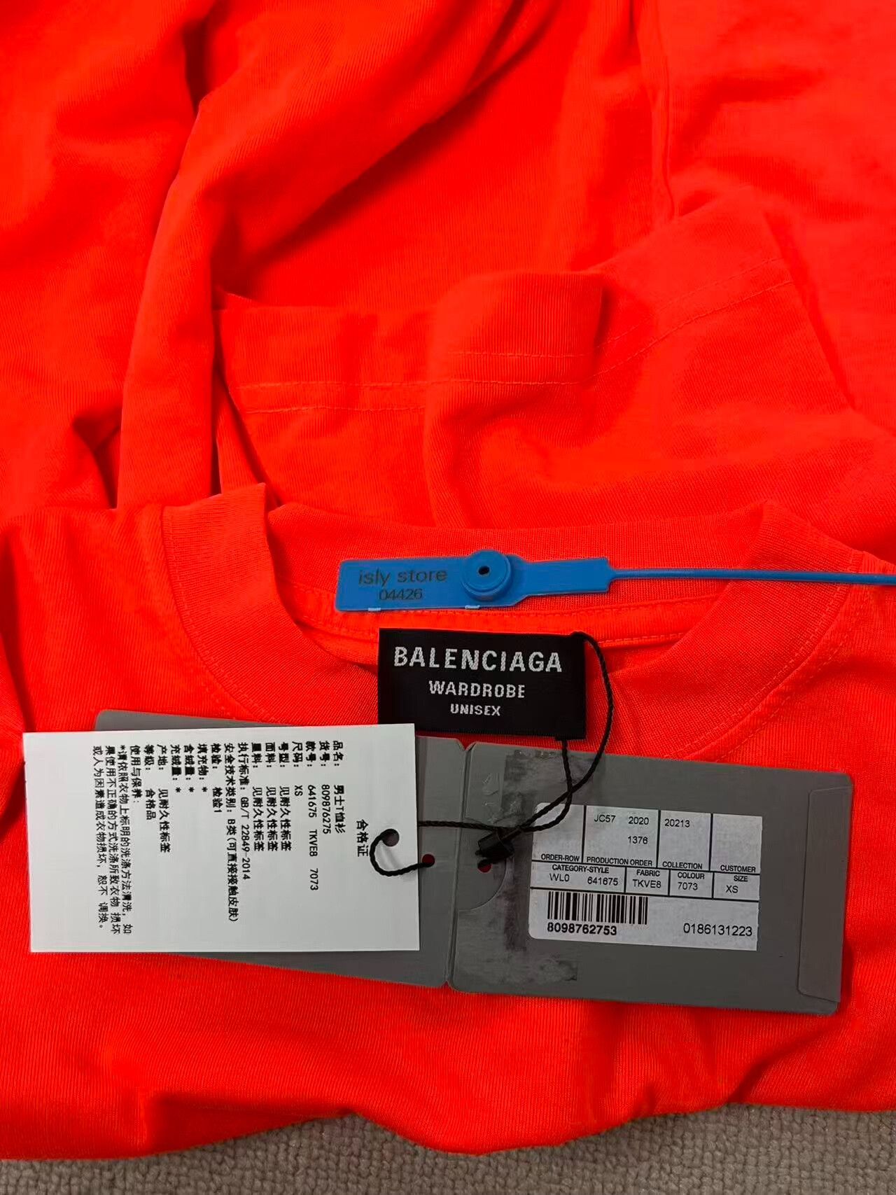 balenciaga men's orange short sleeve t-shirt