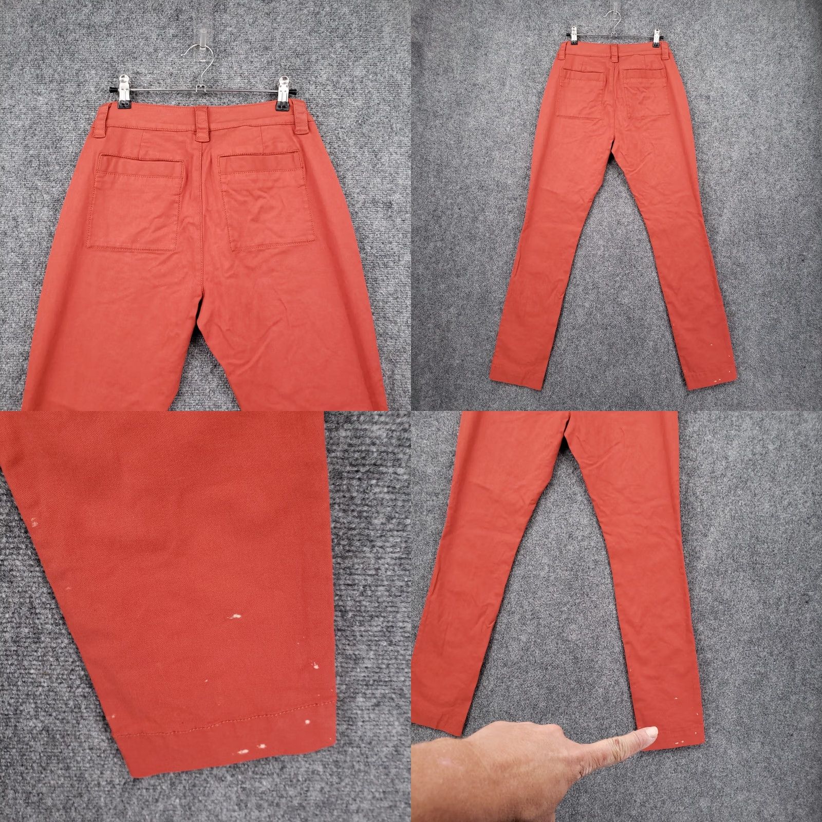Vintage CAbi Pants Womens 4 Slim Leg Twill Stretch Orange solid Front Pocket Zip 30in Inseam Casual Formal Business Carpenter Mens Womens Girls Boys Size 27" / US 4 / IT 40 - 10 Thumbnail