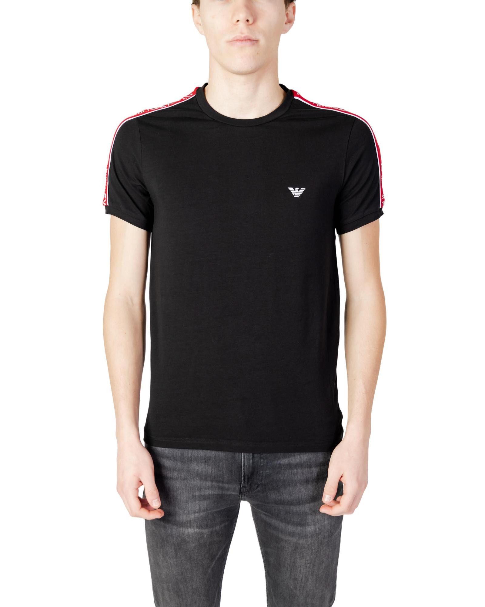 image of Emporio Armani Cotton Short Sleeve T-Shirt - Slip On in Black, Men's (Size XL)