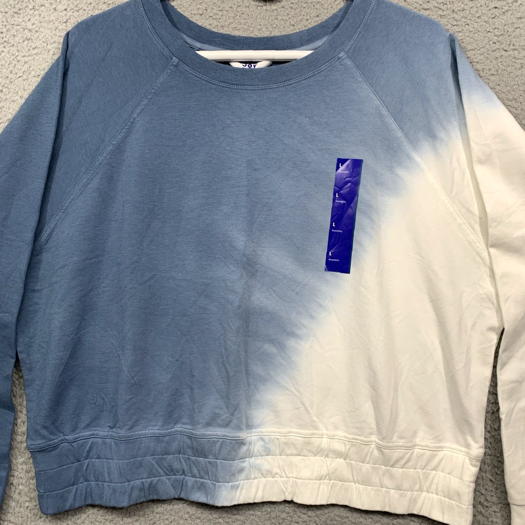 Vintage Joy Lab Cropped Sweatshirt Women’s Blue & Cream Size Large Thumb Holes NEW NWT Shirt Activewear Size L / US 10 / IT 46 - 2 Thumbnail