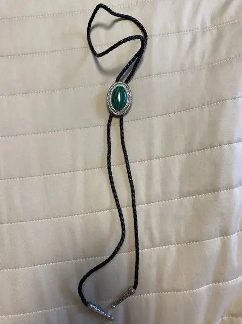 Cowboy Equipment × Vintage Lucky Charm Agate Gem Pendant Bolo Tie Size ONE SIZE - 2 Thumbnail
