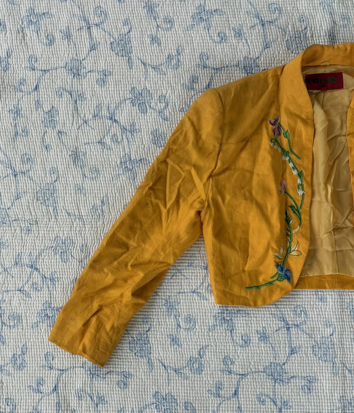 Kenzo Kenzo Cropped Embroidered Floral Buttonless Jacket Size US M / EU 48-50 / 2 - 2 Thumbnail