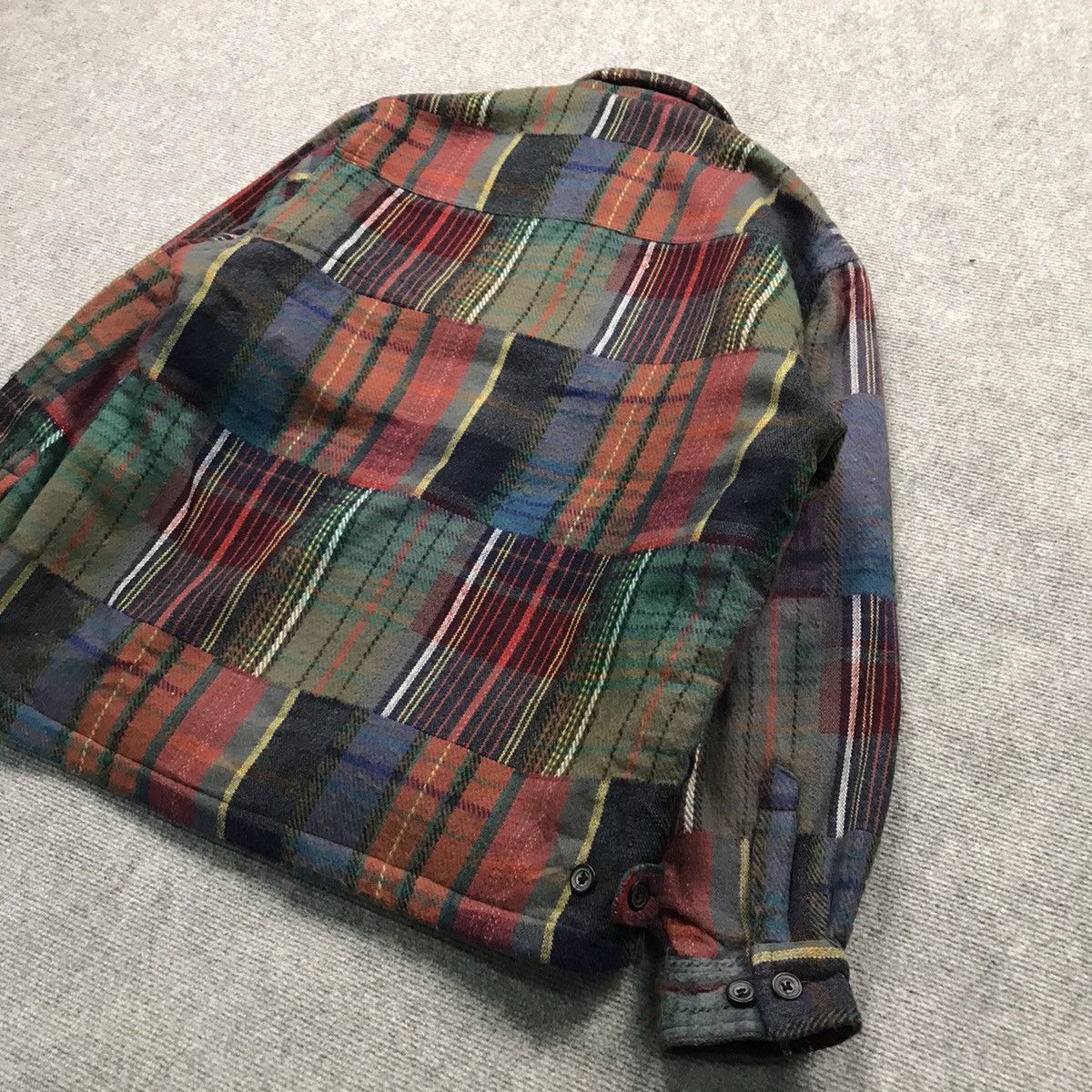 Designer × Flannel × Japanese Brand FLANNEL TASSFINDER DESIGN PATCHWORK BUTTON FLEECE JACKET Size US L / EU 52-54 / 3 - 6 Thumbnail