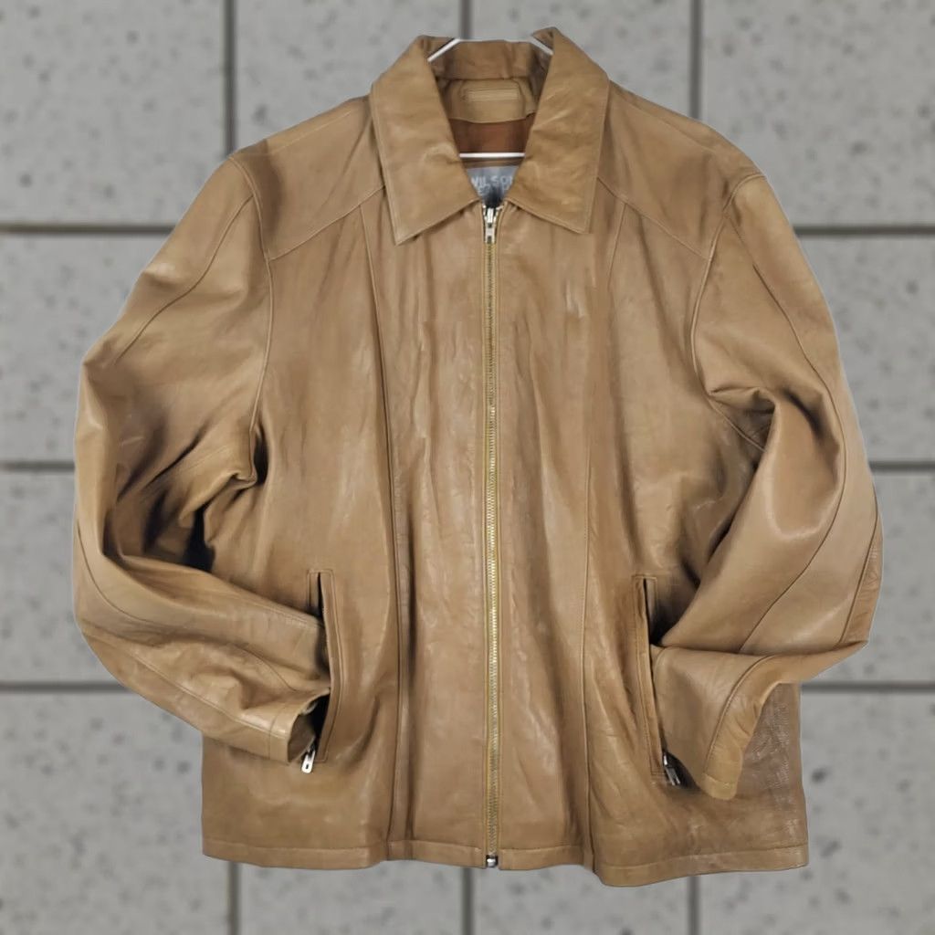 Vintage M & M Wilsons M Julian Leather Jacket Mens XL Brown Zip Bomber Coat Jacket Regular Fit Classic Style Size US XL / EU 56 / 4 - 1 Thumbnail